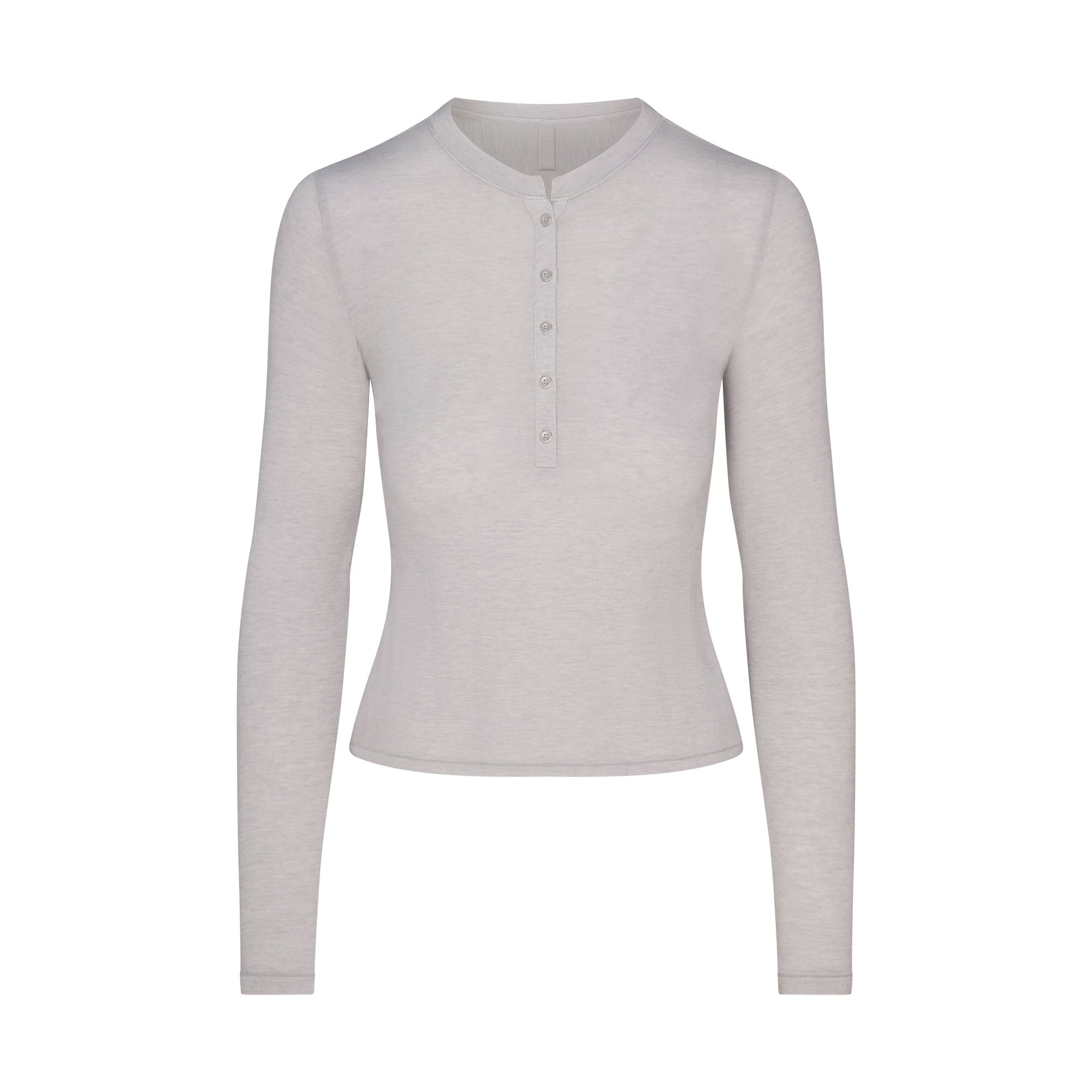 SHEER MODAL CREWNECK HENLEY | HEATHER GREY | SKIMS