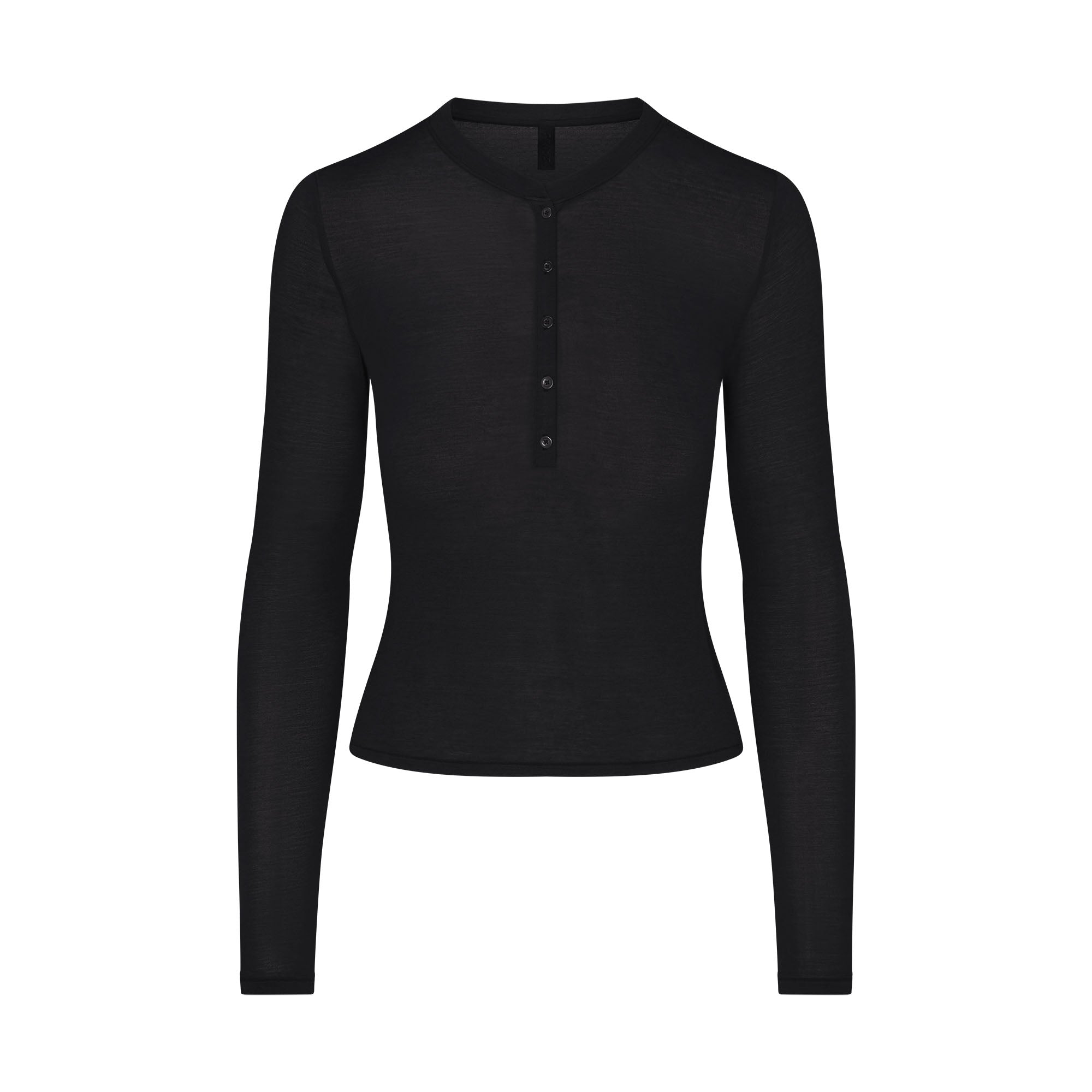 SHEER MODAL CREWNECK HENLEY | ONYX | SKIMS
