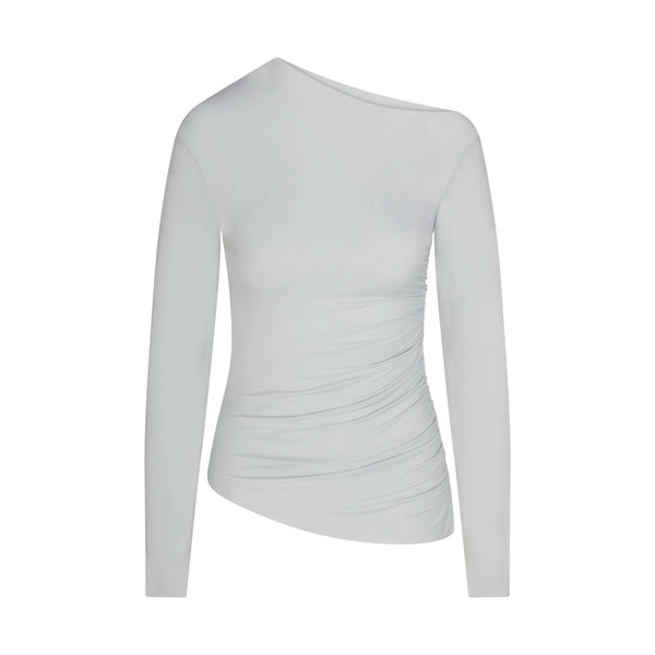 COTTON JERSEY LONG SLEEVE BOATNECK TOP | MARBLE | SKIMS