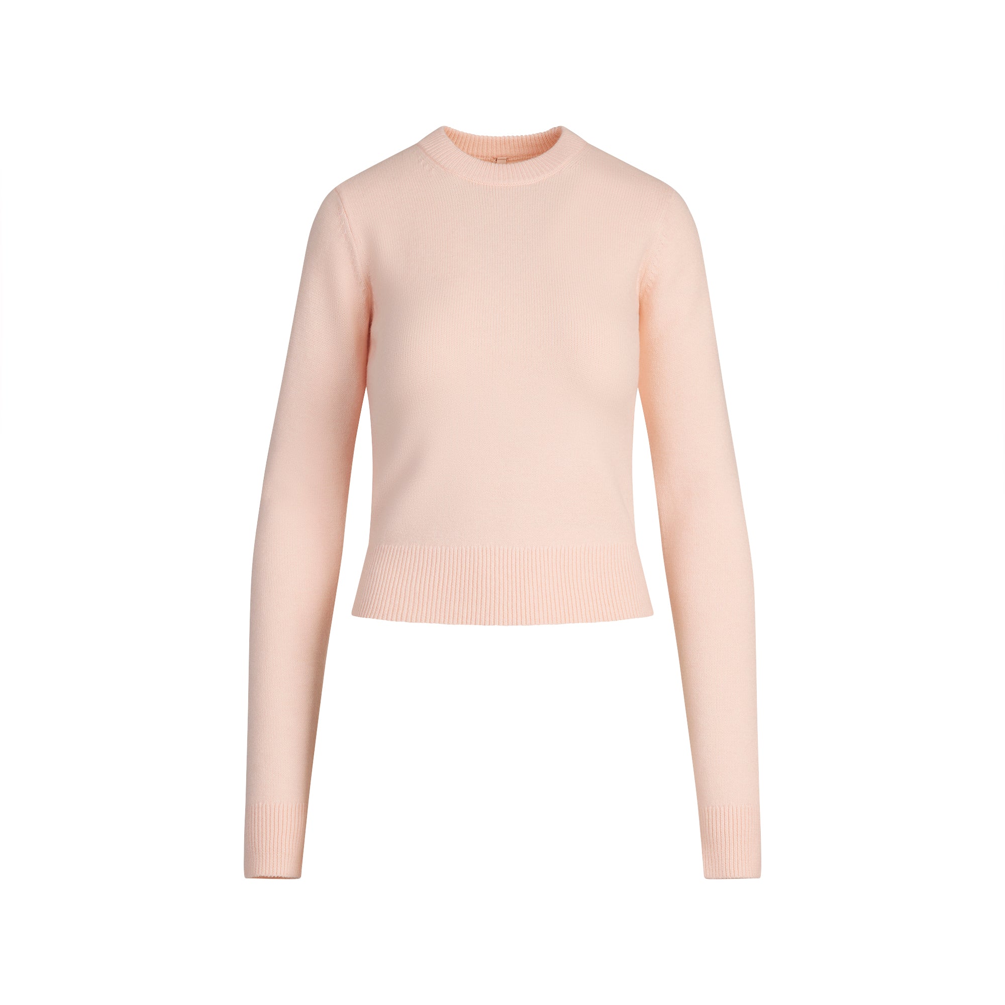 RIBBED LONG SLEEVE FITTED CREW NECK