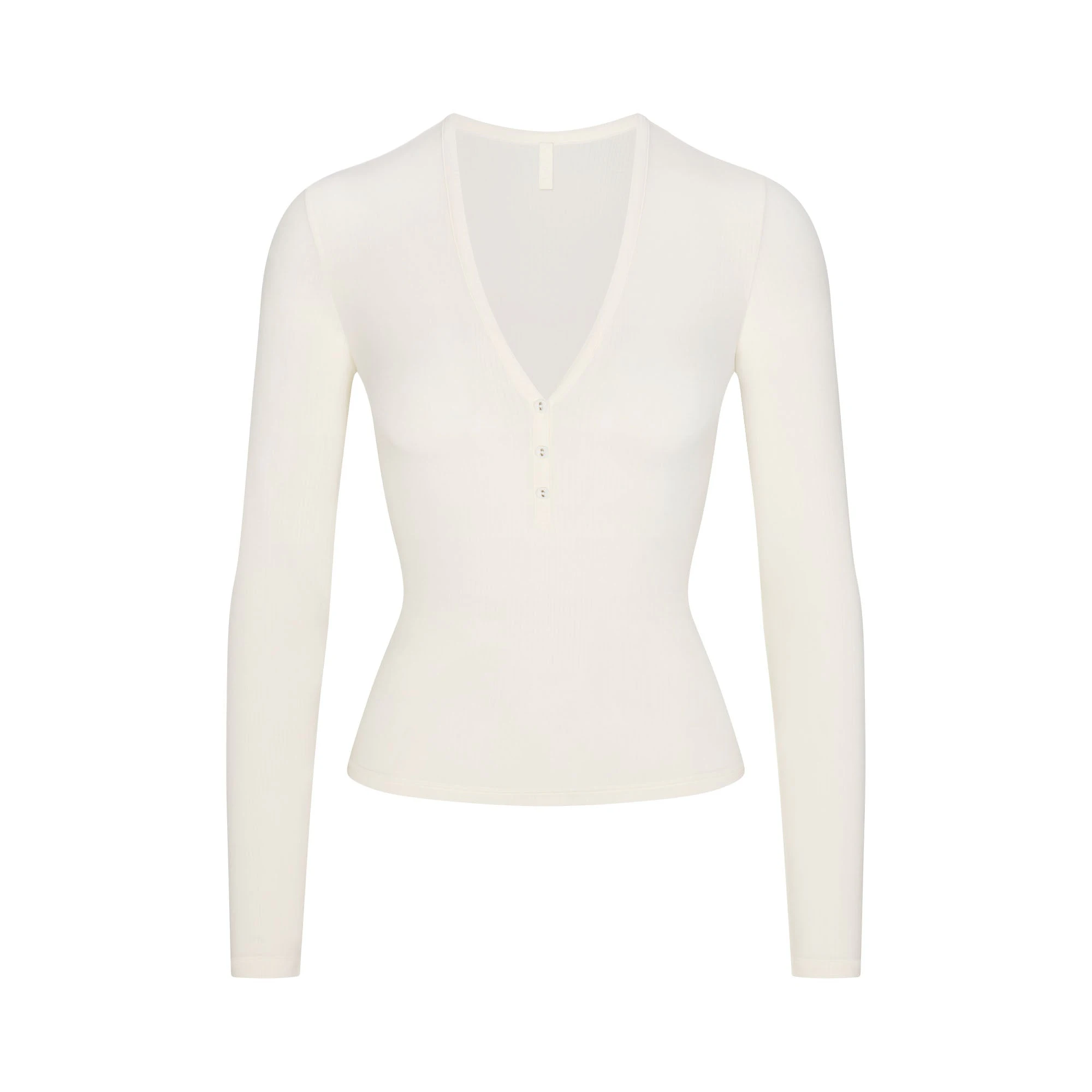 CLOUD SLEEP HENLEY | ECRU FLAT ON A WHITE BACKGROUND | FLT