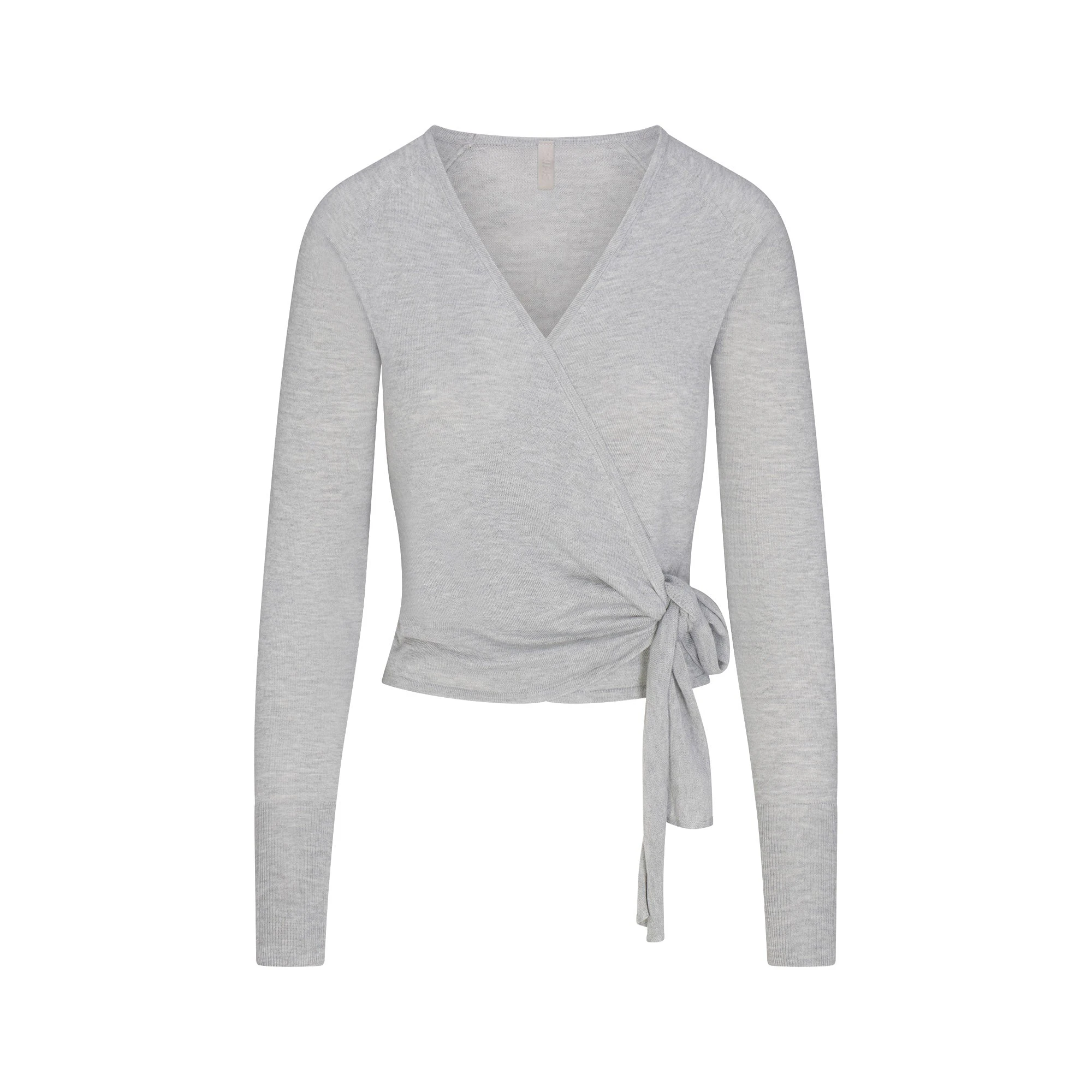 ESSENTIAL SWEATERS ROUNDED CARDIGAN | MID HEATHER GREY FLAT ON A WHITE BACKGROUND | FLT