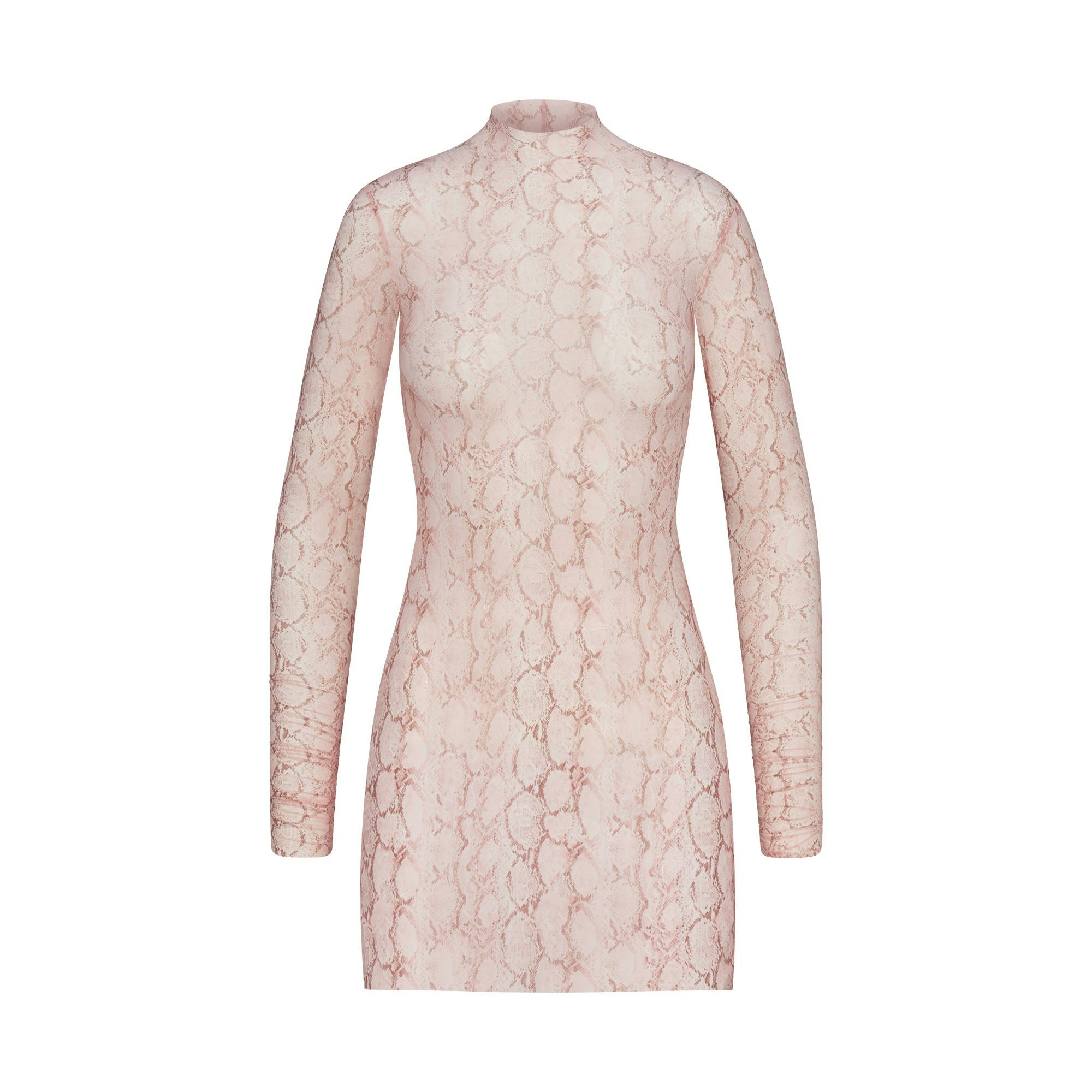 MILKY SHEER TUNIC | ROSE PASTEL SNAKE PRINT FLAT ON A WHITE BACKGROUND | FLT