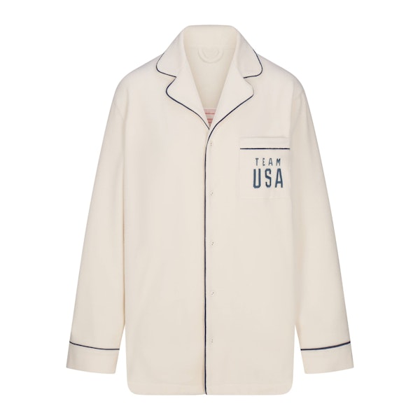 SKIMS FOR TEAM USA UNISEX FLEECE PARALYMPIC OVERSIZED SLEEP TOP | ECRUFLAT ON A WHITE BACKGROUND | FLT
