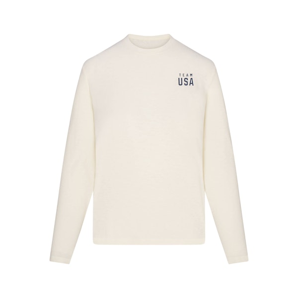 SKIMS FOR TEAM USA WORN IN JERSEY PARALYMPIC LONG SLEEVE T-SHIRT | ECRUFLAT ON A WHITE BACKGROUND | FLT