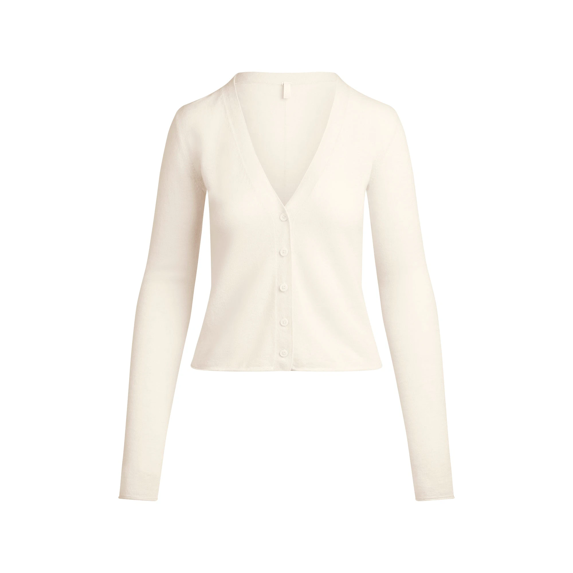 FEATHERWEIGHT CASHMERE CARDIGAN | EGRET FLAT ON A WHITE BACKGROUND | FLT
