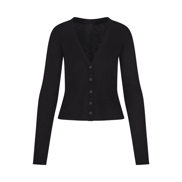 LACE KNIT LONG SLEEVE CARDIGAN | OBSIDIAN | SKIMS