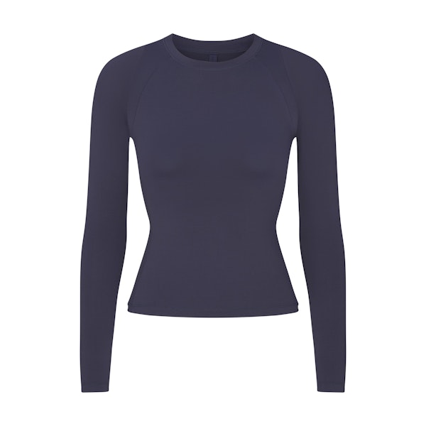 NikeSKIMS AIRY LONG SLEEVE CREW NECK TOP | DEEP ROYAL FLAT ON A WHITE BACKGROUND | FLT