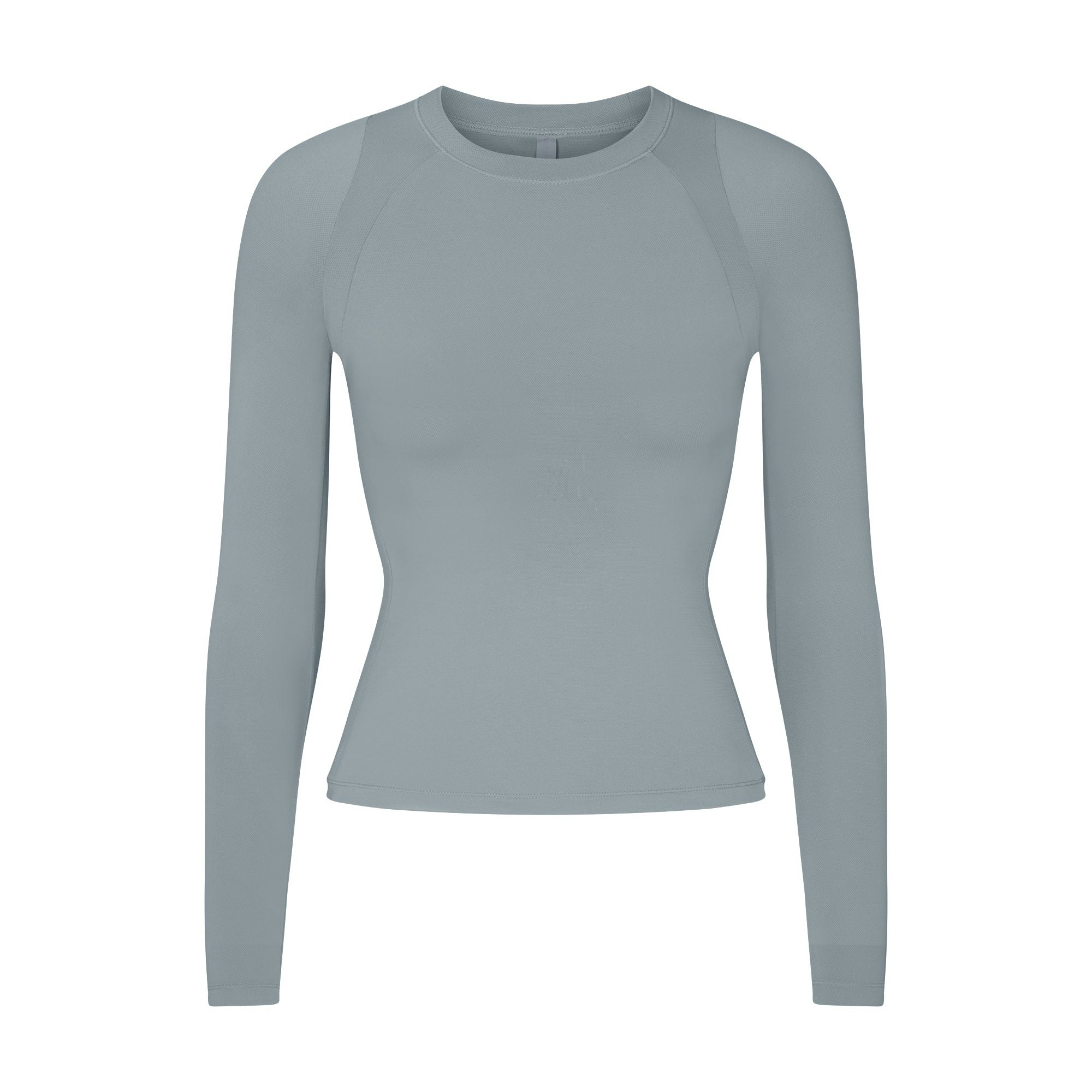 NikeSKIMS AIRY LONG SLEEVE CREW NECK TOP | WASHED PACIFIC FLAT ON A WHITE BACKGROUND | FLT