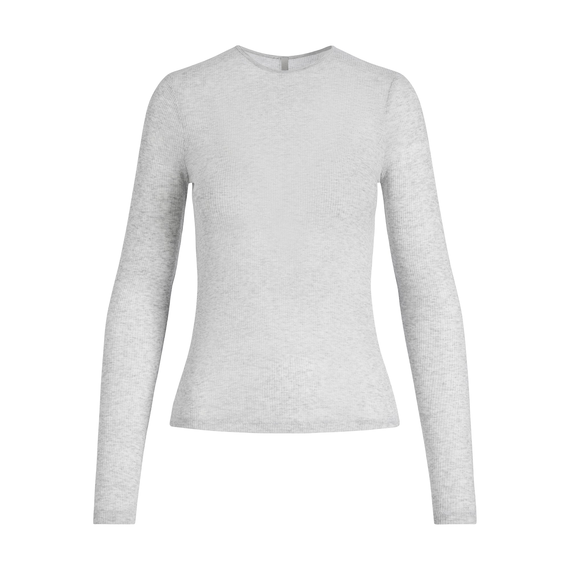 SHEER RIB LONG SLEEVE T-SHIRT | LIGHT HEATHER GREY