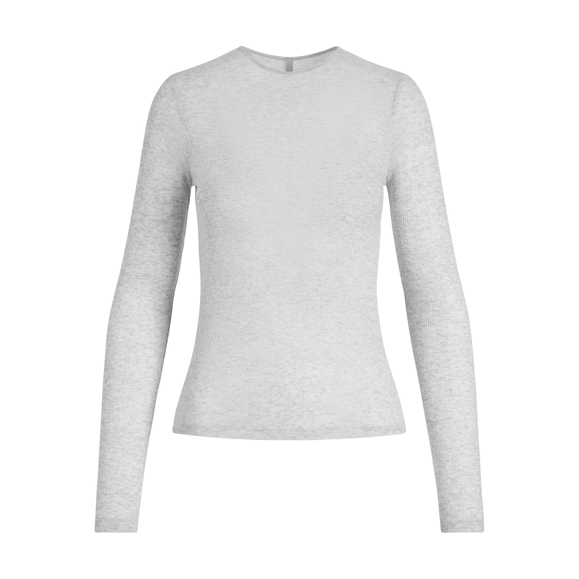 SHEER COTTON LONG SLEEVE T-SHIRT | LIGHT HEATHER GREY FLAT ON A WHITE BACKGROUND | FLT