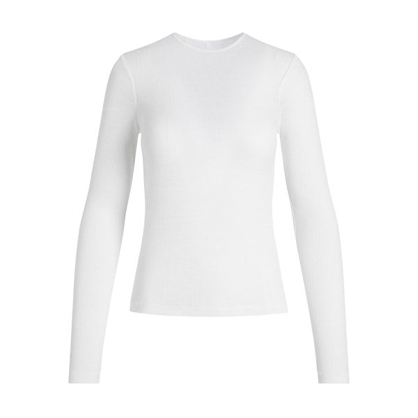 SHEER COTTON LONG SLEEVE T-SHIRT | SNOW FLAT ON A WHITE BACKGROUND | FLT