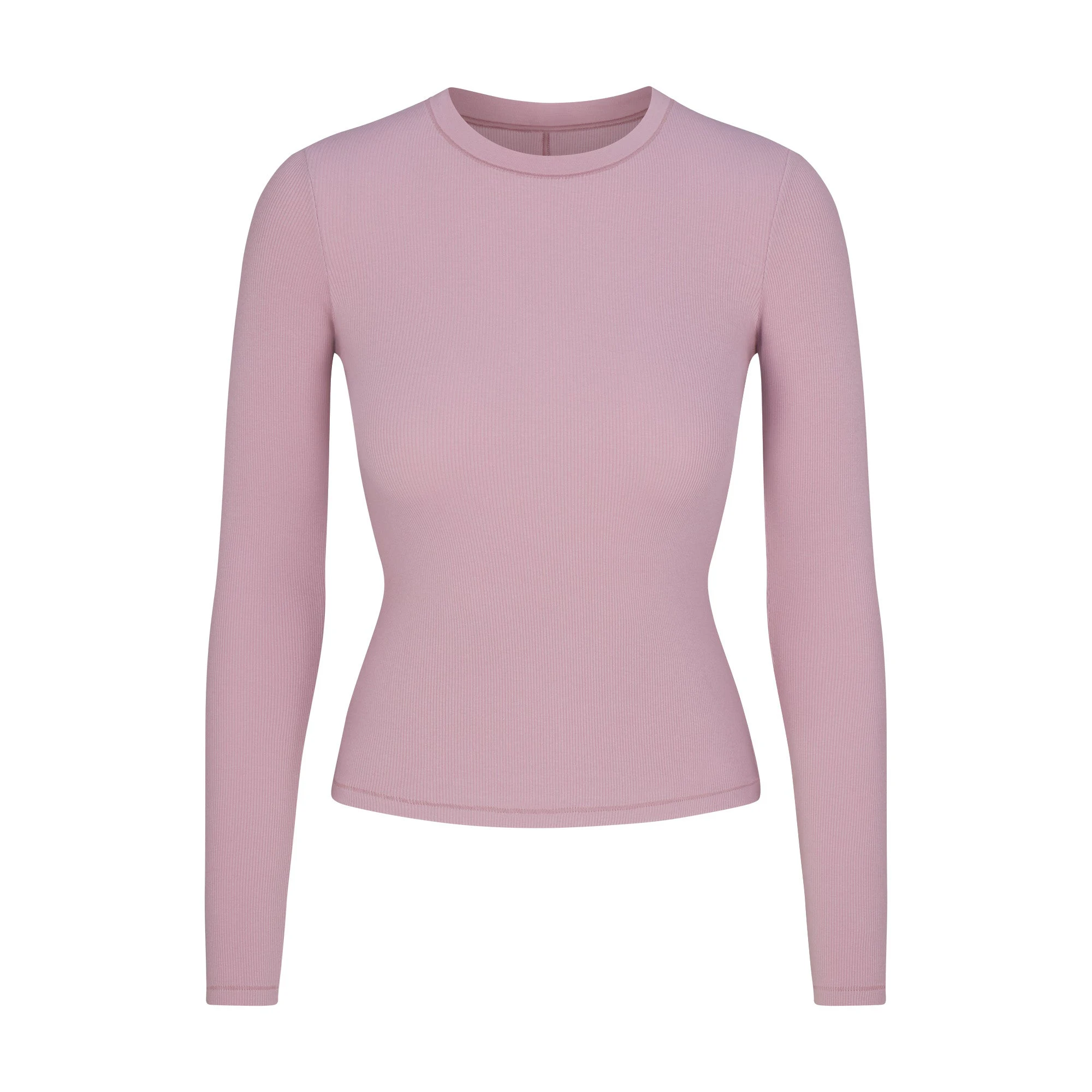 COTTON RIB LONG SLEEVE T-SHIRT | DUSK (LONG SLEEVE T-SHIRTS) FLAT ON A WHITE BACKGROUND | FLT