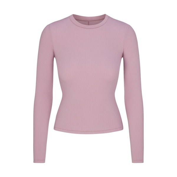 COTTON RIB LONG SLEEVE T-SHIRT | DUSK (LONG SLEEVE T-SHIRTS) FLAT ON A WHITE BACKGROUND | FLT