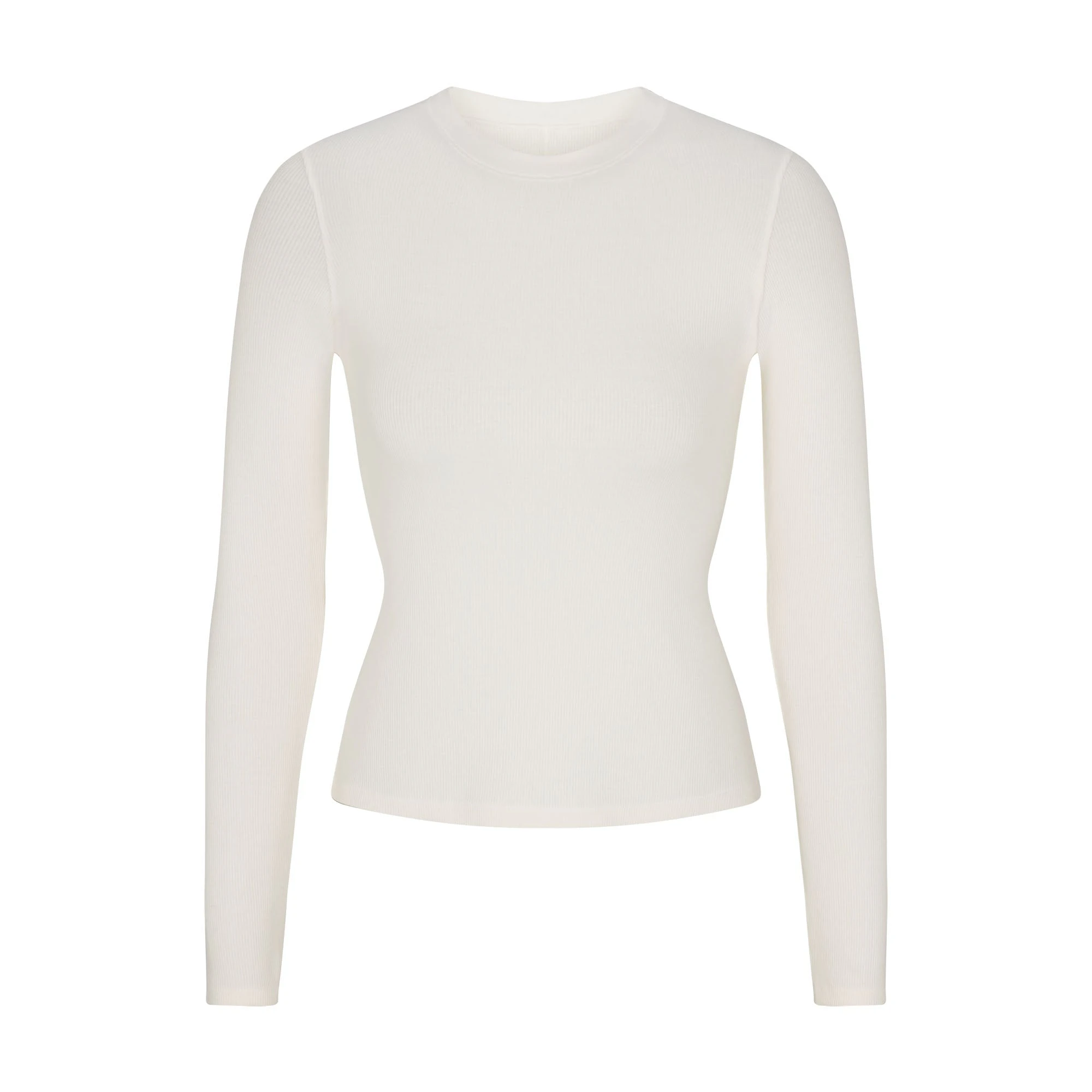 COTTON RIB LONG SLEEVE T-SHIRT | MARBLE (LONG SLEEVE T-SHIRTS, TOPS) FLAT ON A WHITE BACKGROUND | FLT