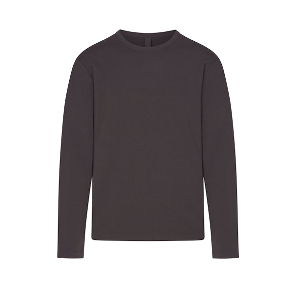 JERSEY LOUNGE MENS RELAXED LONG SLEEVE T-SHIRT | ASH (MENS LONG SLEEVE T-SHIRTS, MENS TOPS) LAYS FLAT ON A WHITE BACKGROUND | FLT
