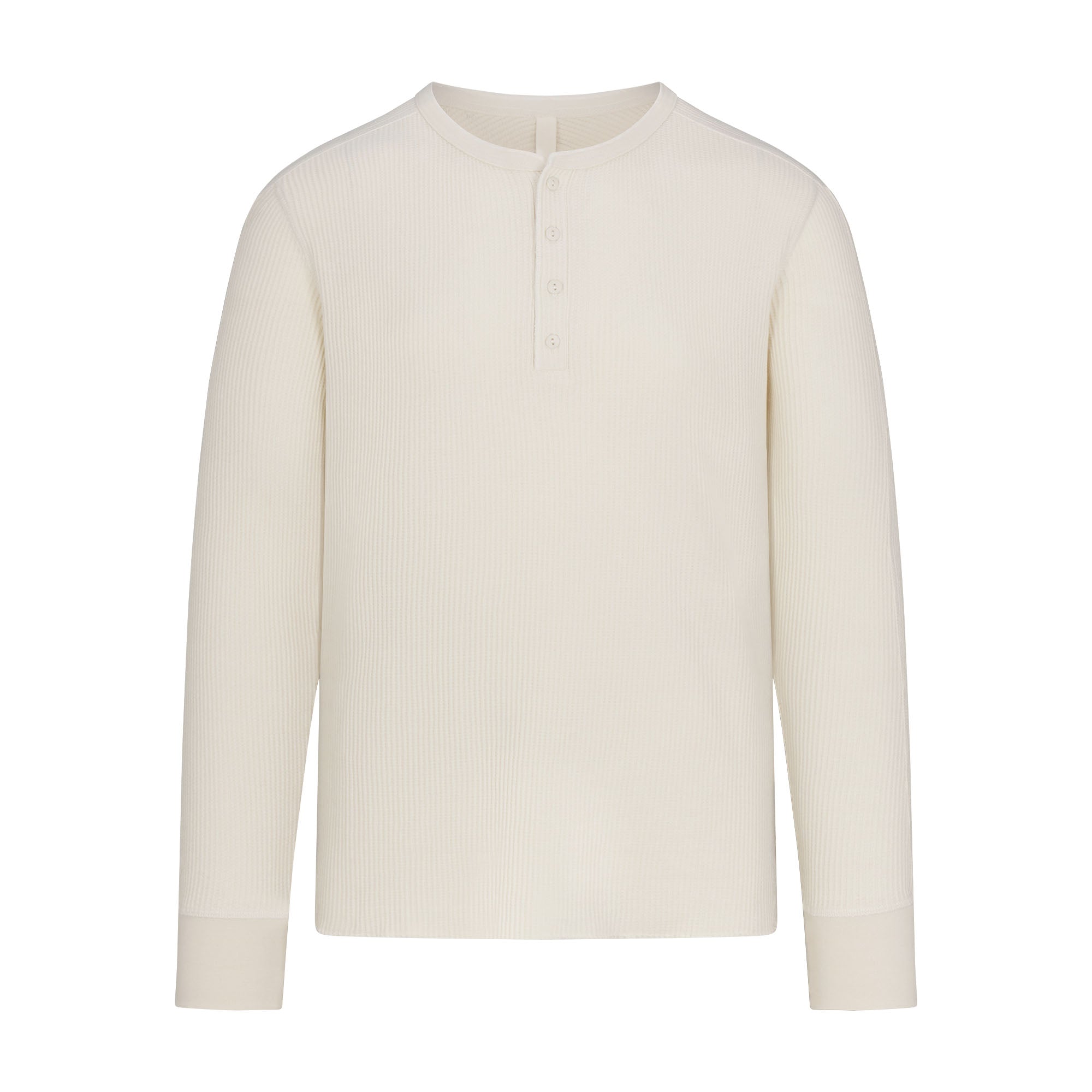 WAFFLE MENS SLIM LONG SLEEVE HENLEY | ECRU | XS