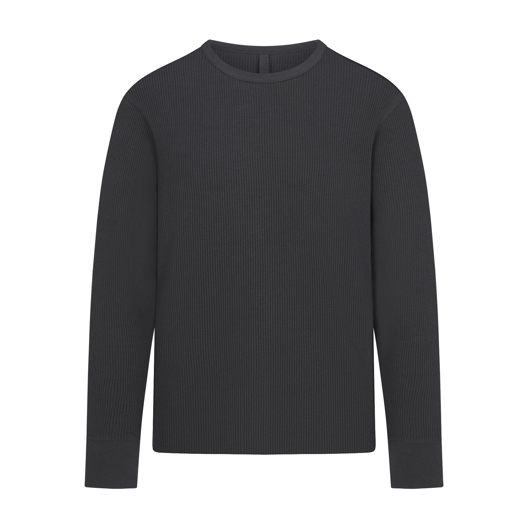 WAFFLE MENS LONG SLEEVE T-SHIRT | ASH (MENS LONG SLEEVE T-SHIRTS) FLAT ON A WHITE BACKGROUND | FLT