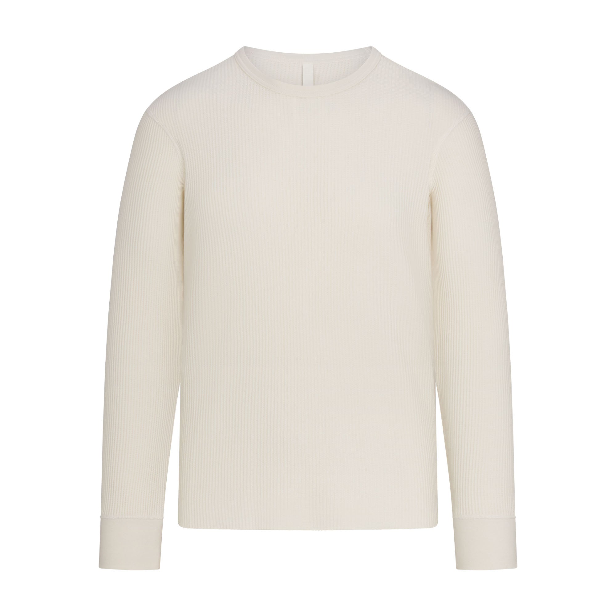 WAFFLE MENS LONG SLEEVE T-SHIRT | ECRU | XS