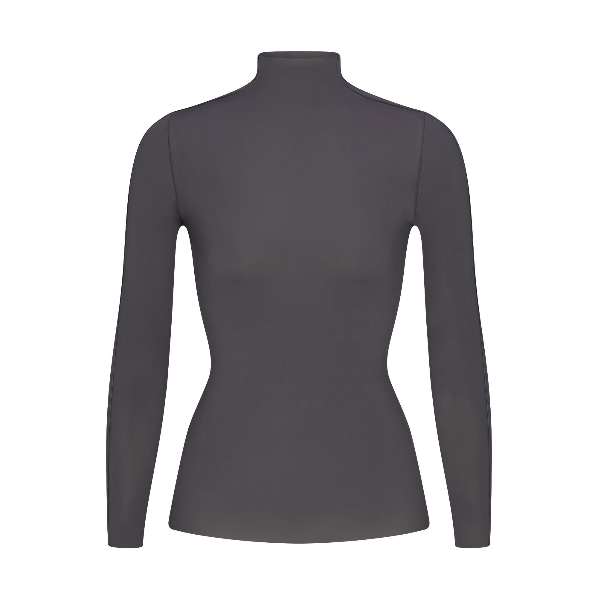 NikeSKIMS WEIGHTLESS LAYERS MOCK NECK LONG SLEEVE TOP | LEAD FLAT ON A WHITE BACKGROUND | FLT