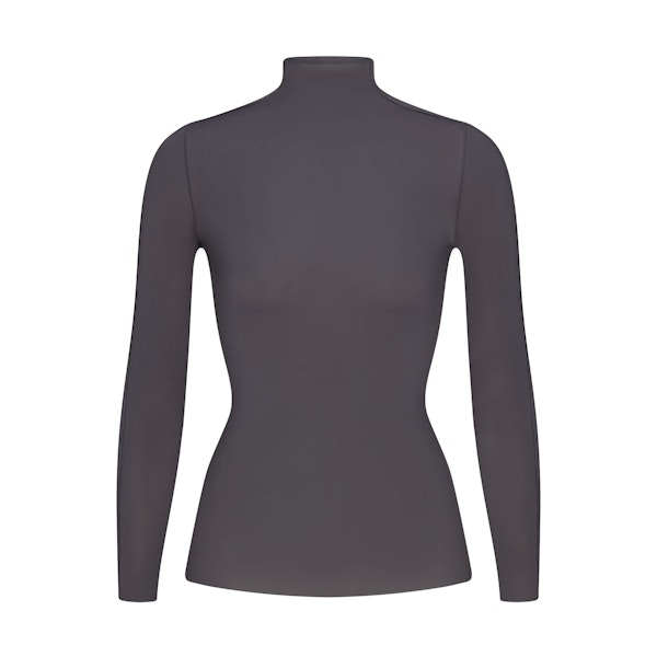 NikeSKIMS WEIGHTLESS LAYERS MOCK NECK LONG SLEEVE TOP | LEAD FLAT ON A WHITE BACKGROUND | FLT