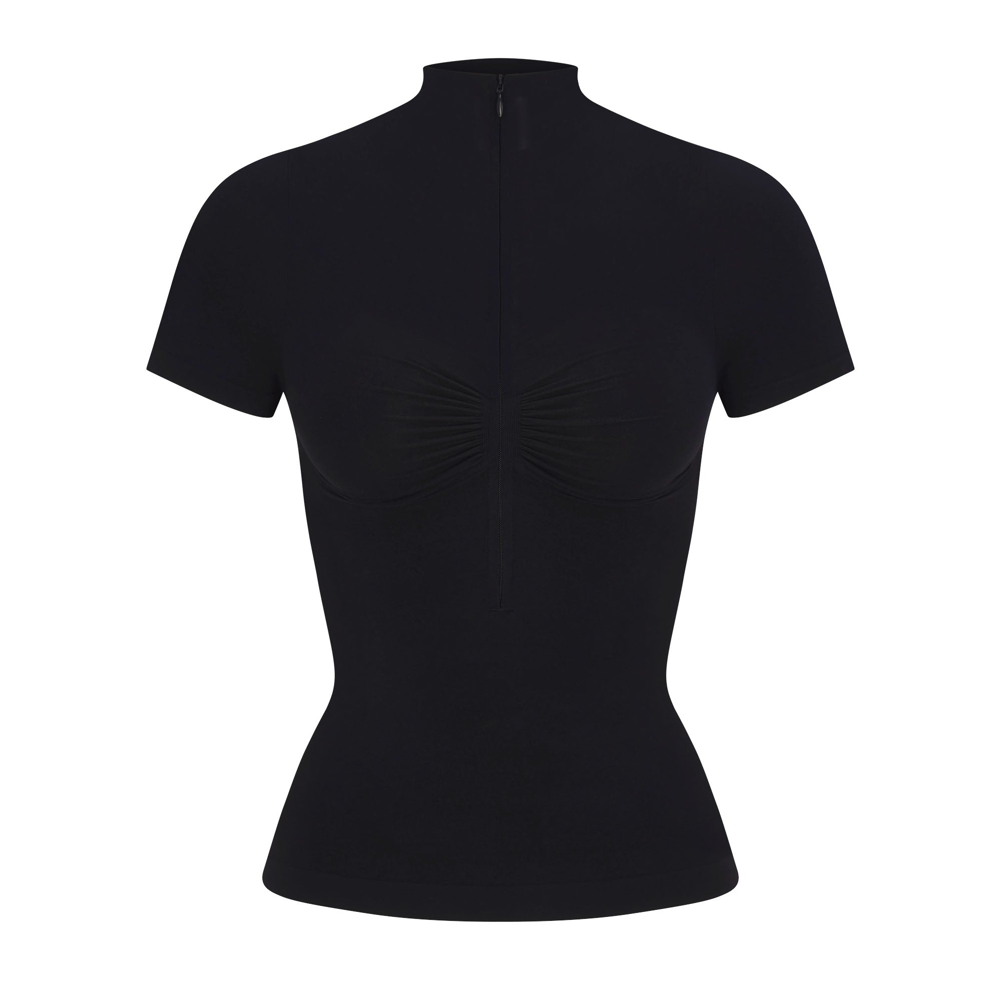 【在庫あり】 SEAMLESS SCULPT ZIP FRONT T-SHIRT | ONYX | XXS トップス