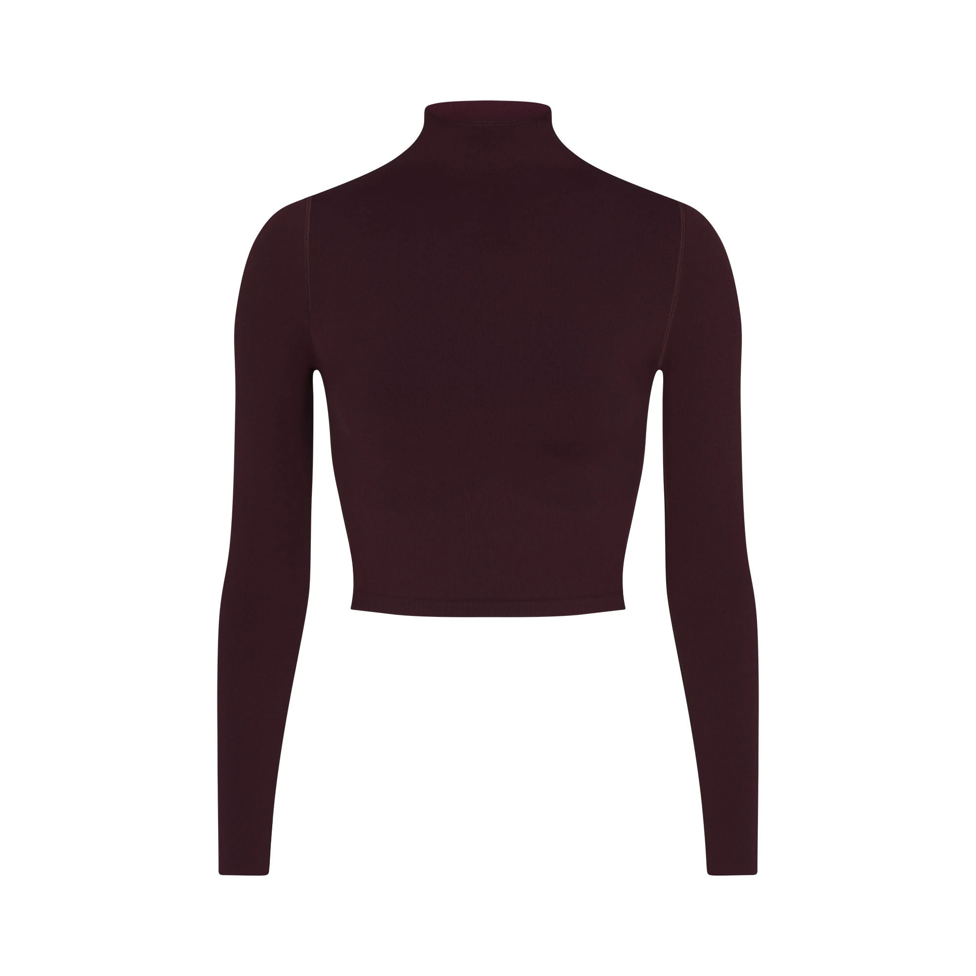 NikeSKIMS VINTAGE SEAMLESS MOCK NECK CROP TOP | CURRANT FLAT ON A WHITE BACKGROUND | FLT