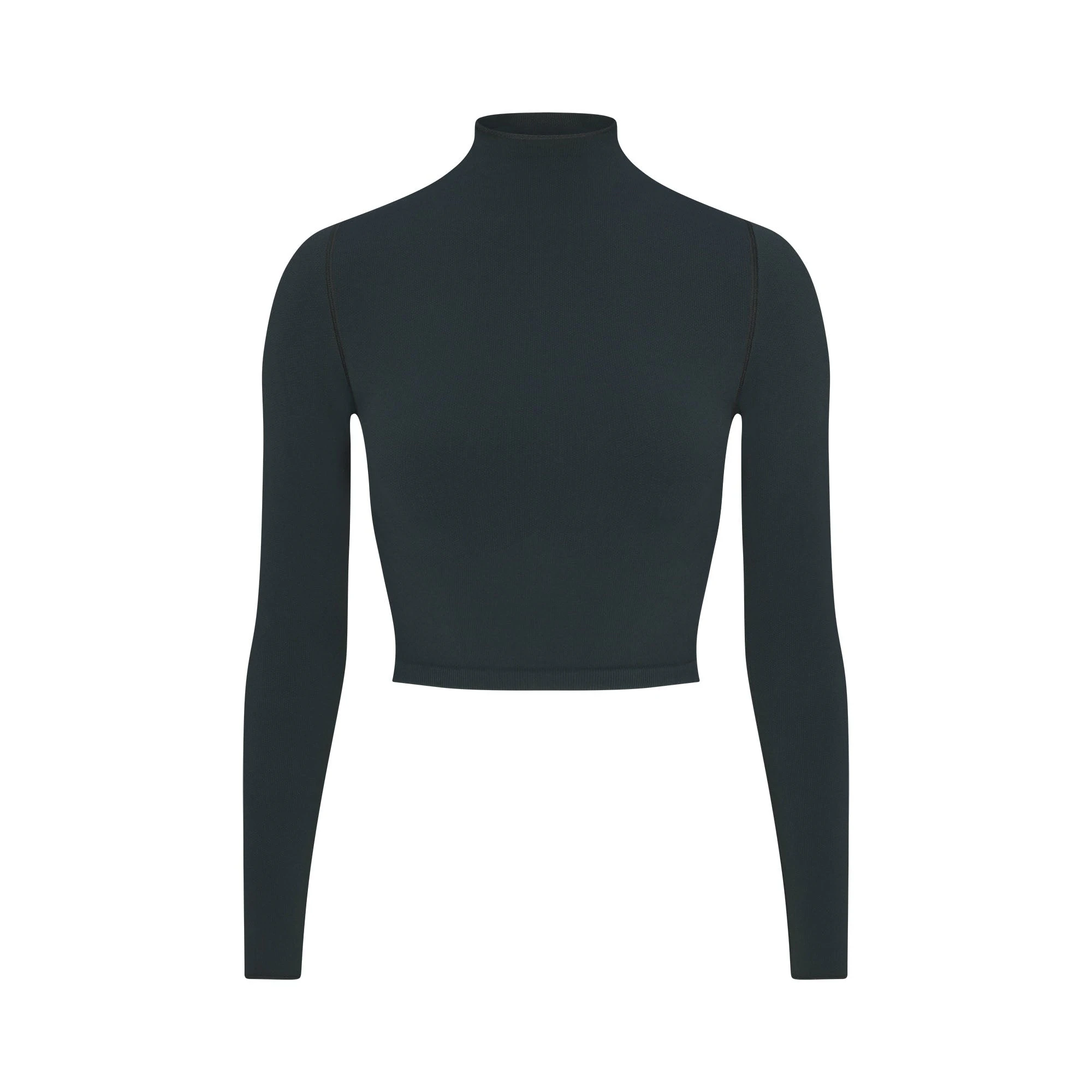 NikeSKIMS VINTAGE SEAMLESS MOCK NECK CROP TOP | DARK TEAL FLAT ON A WHITE BACKGROUND | FLT