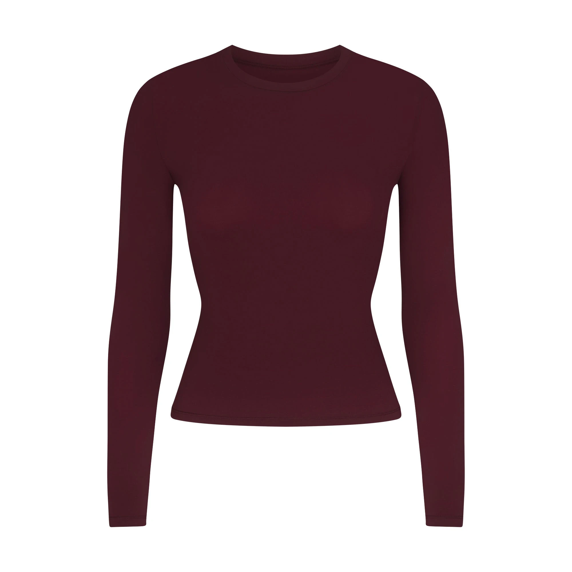 FITS EVERYBODY LONG SLEEVE T-SHIRT | CURRANT FLAT ON A WHITE BACKGROUND | FLT