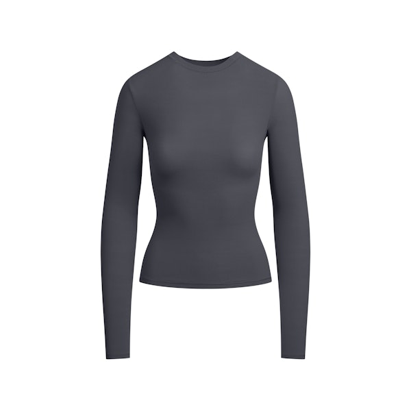 FITS EVERYBODY LONG SLEEVE T-SHIRT | GRAPHITE FLAT ON A WHITE BACKGROUND | FLT