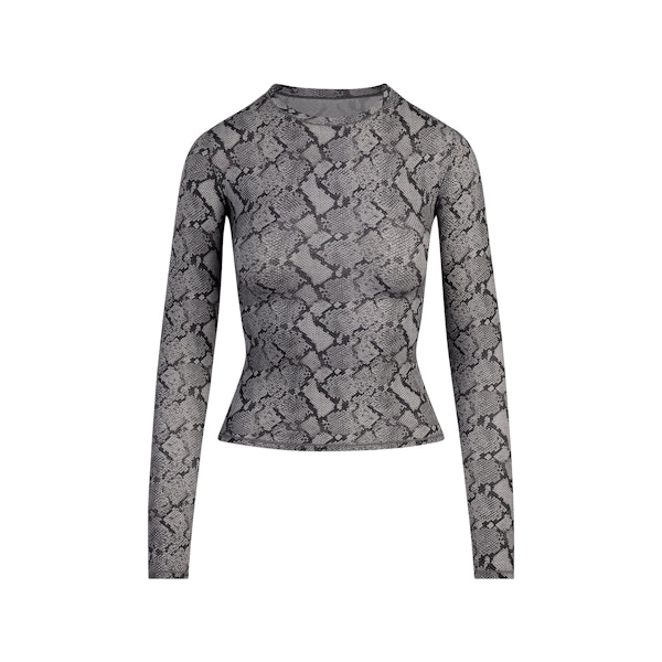 FITS EVERYBODY LONG SLEEVE T-SHIRT | SHADOW SNAKE PRINT FLAT ON A WHITE BACKGROUND | FLT