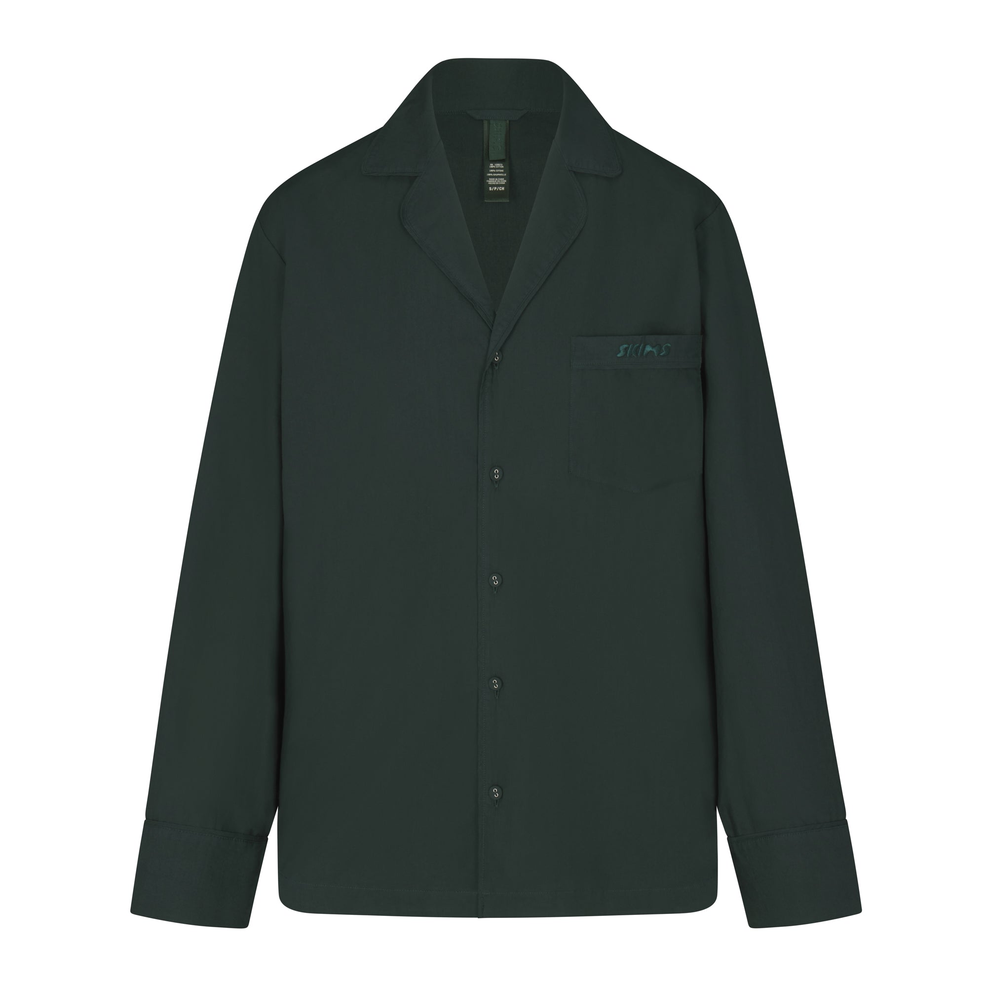 COTTON POPLIN SLEEP BUTTON UP SHIRT | PINE LOGO | XXS