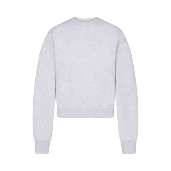 COTTON FLEECE CLASSIC CREWNECK | LIGHT HEATHER GREY (HOODIES, TOPS) LAYS FLAT ON A WHITE BACKGROUND | FLT