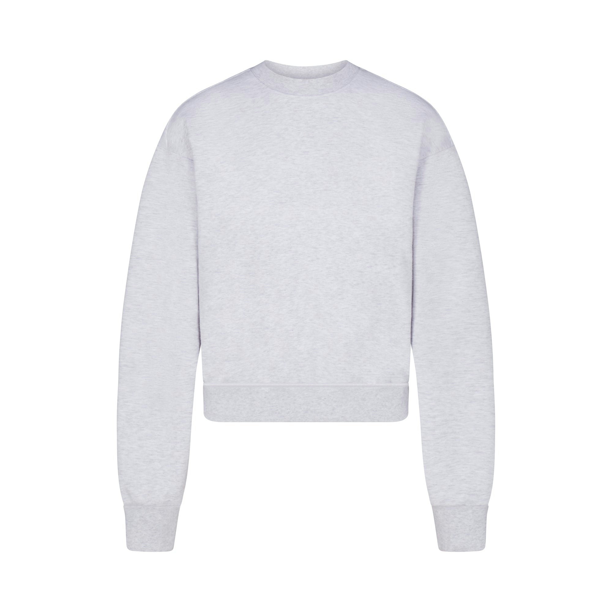 COTTON FLEECE CLASSIC CREWNECK | LIGHT HEATHER GREY (HOODIES, TOPS) LAYS FLAT ON A WHITE BACKGROUND | FLT