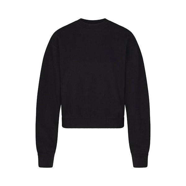 COTTON FLEECE CLASSIC CREWNECK | ONYX (HOODIES, TOPS) LAYS FLAT ON A WHITE BACKGROUND | FLT