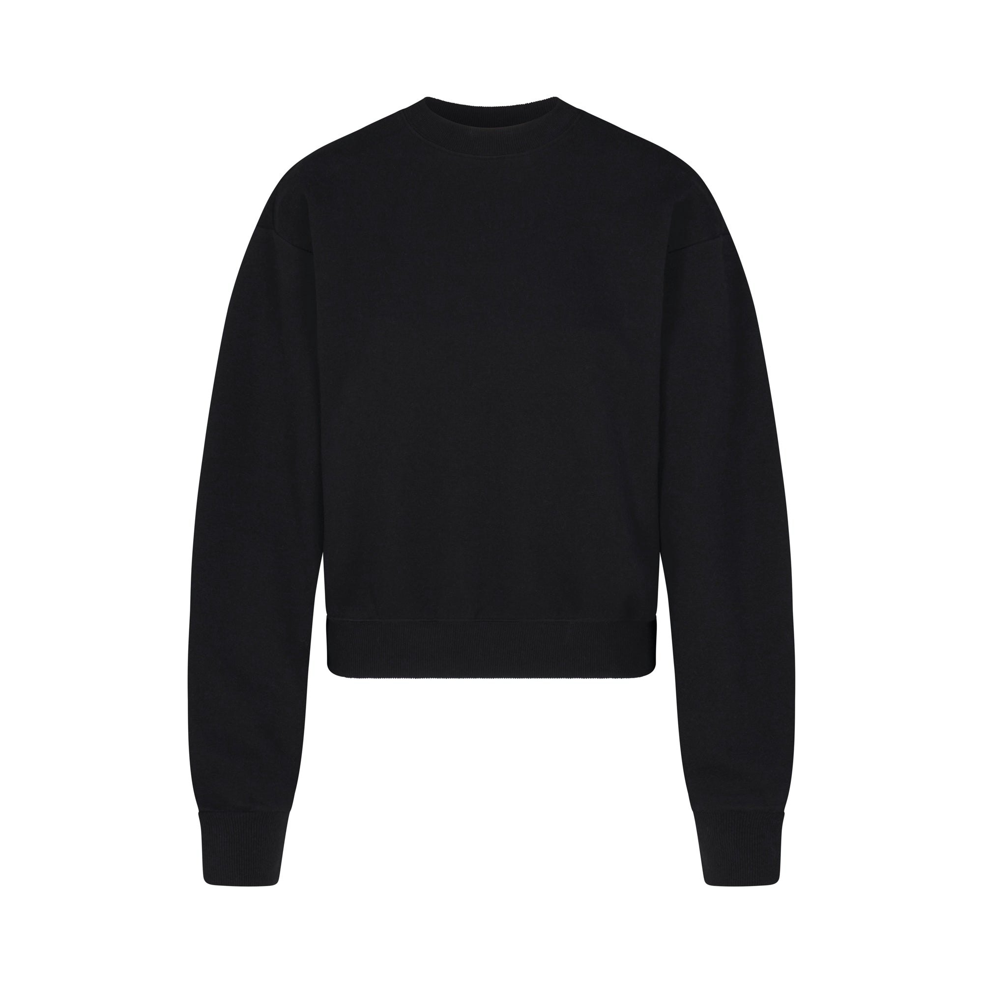 COTTON FLEECE CLASSIC CREWNECK | ONYX (HOODIES, TOPS) LAYS FLAT ON A WHITE BACKGROUND | FLT