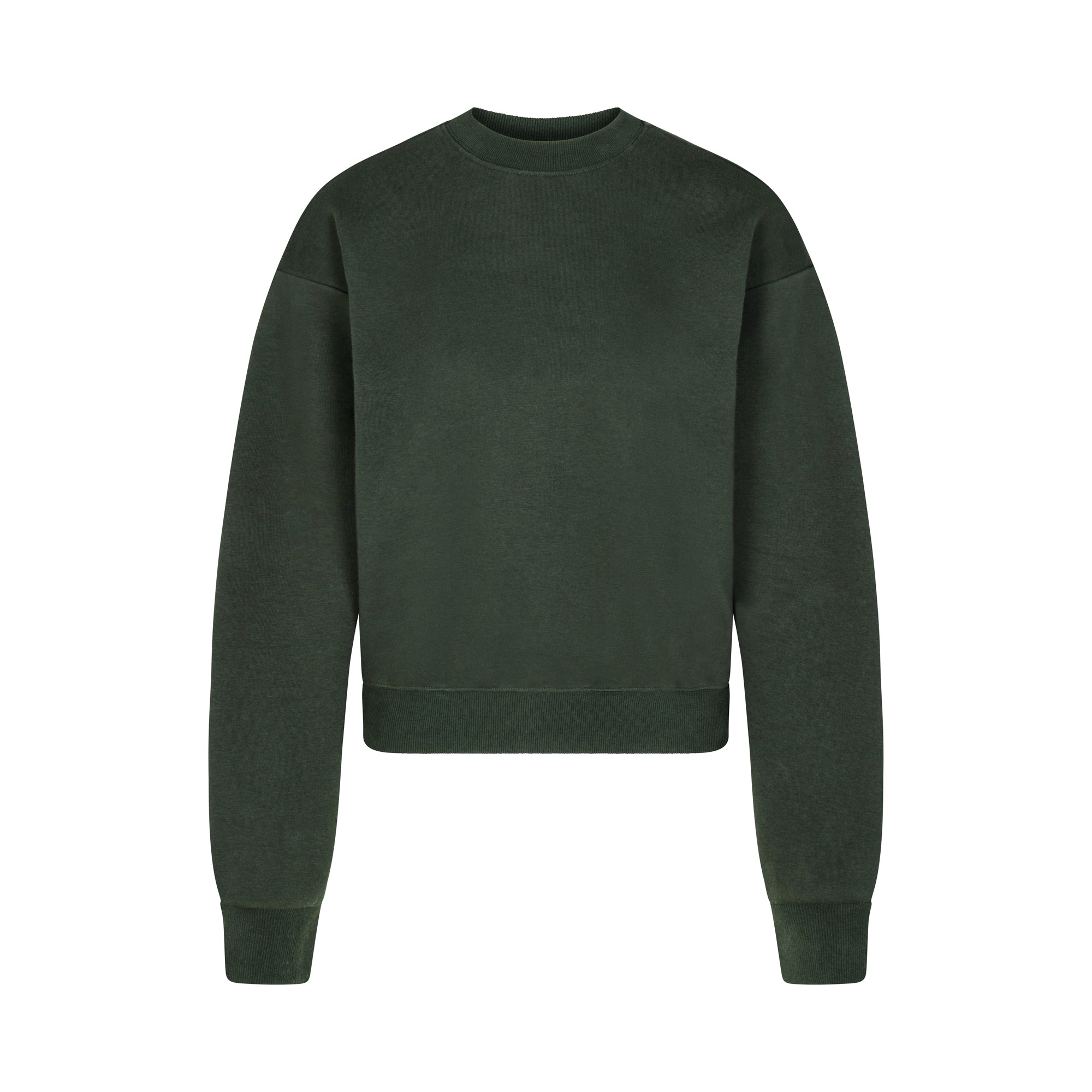 COTTON FLEECE CLASSIC CREWNECK | SPRUCE (HOODIES, TOPS) LAYS FLAT ON A WHITE BACKGROUND | FLT