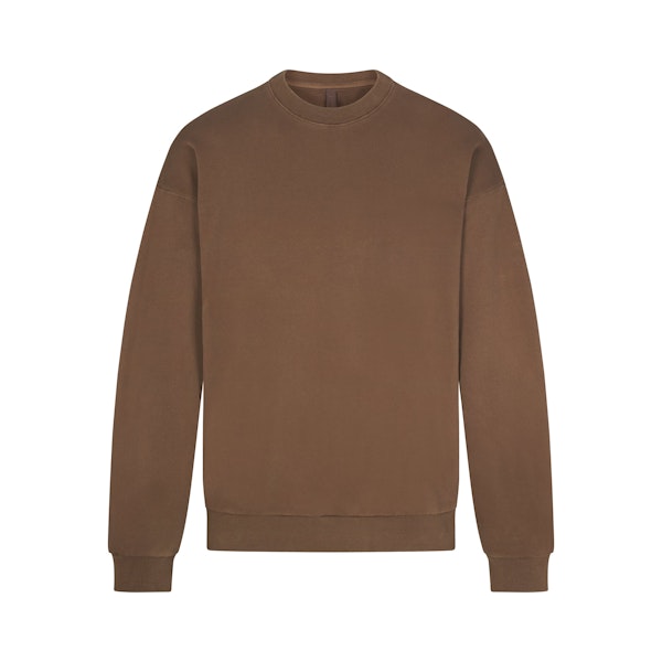 TERRY MENS RELAXED CREWNECK | OXIDE (MENS HOODIES, MENS TOPS) LAYS FLAT ON A WHITE BACKGROUND | FLT