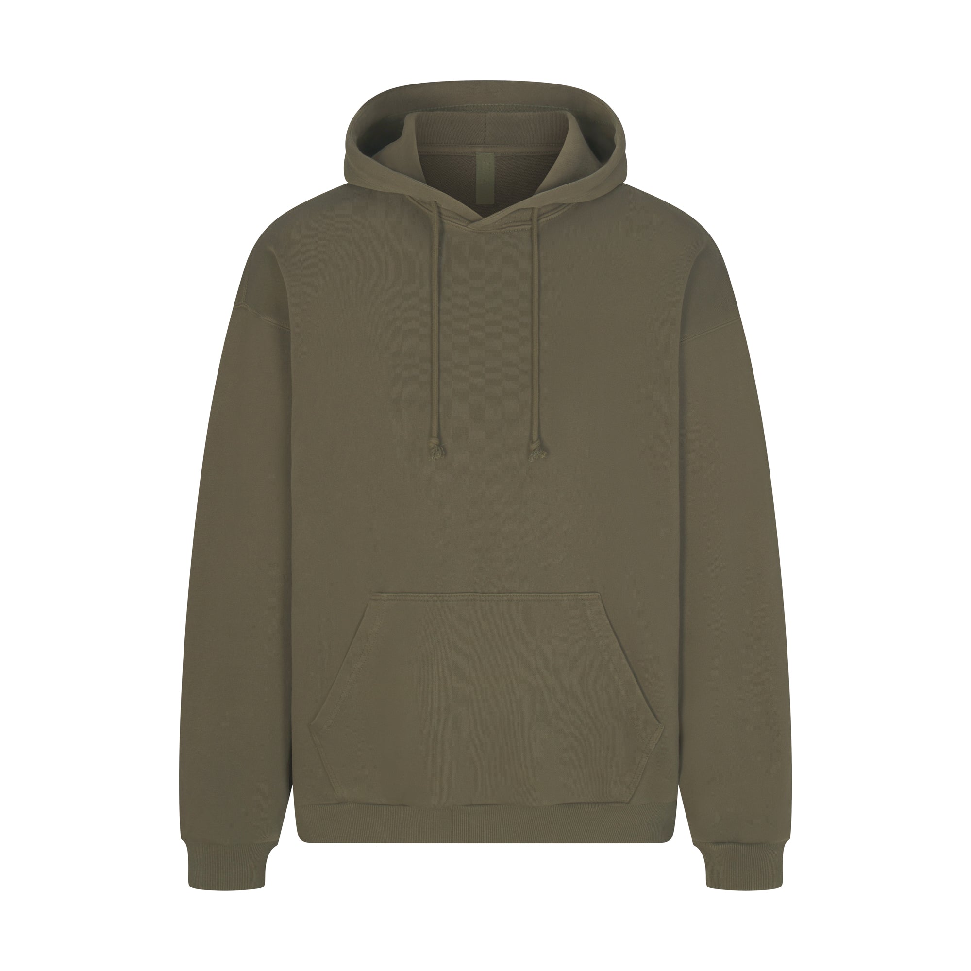 TERRY MENS RELAXED HOODIE | MILITARY (MENS HOODIES, MENS TOPS) LAYS FLAT ON A WHITE BACKGROUND