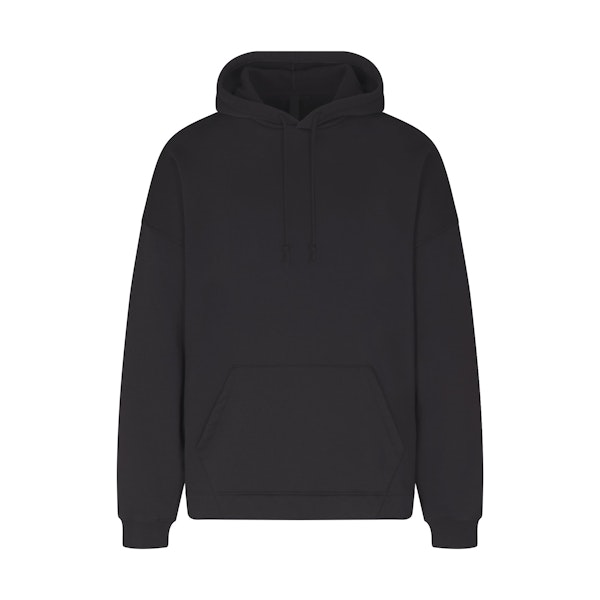 FLEECE LOUNGE MENS OVERSIZED HOODIE | WASHED ONYX (MENS HOODIES, MENS TOPS) LAYS FLAT ON A WHITE BACKGROUND