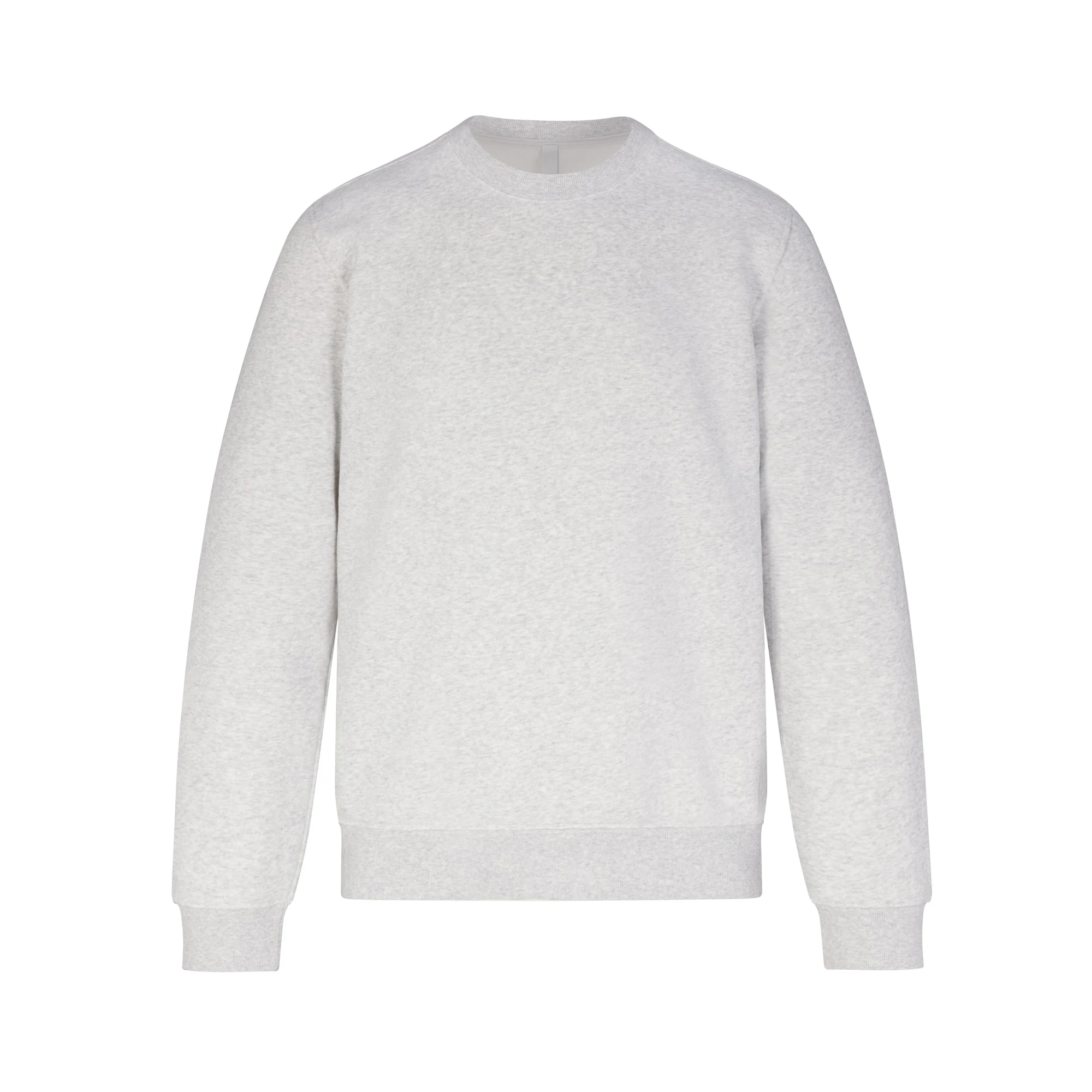 FLEECE LOUNGE MENS CREWNECK | LIGHT HEATHER GREY (MENS SWEATSHIRTS, MENS TOPS) LAYS FLAT ON A WHITE BACKGROUND