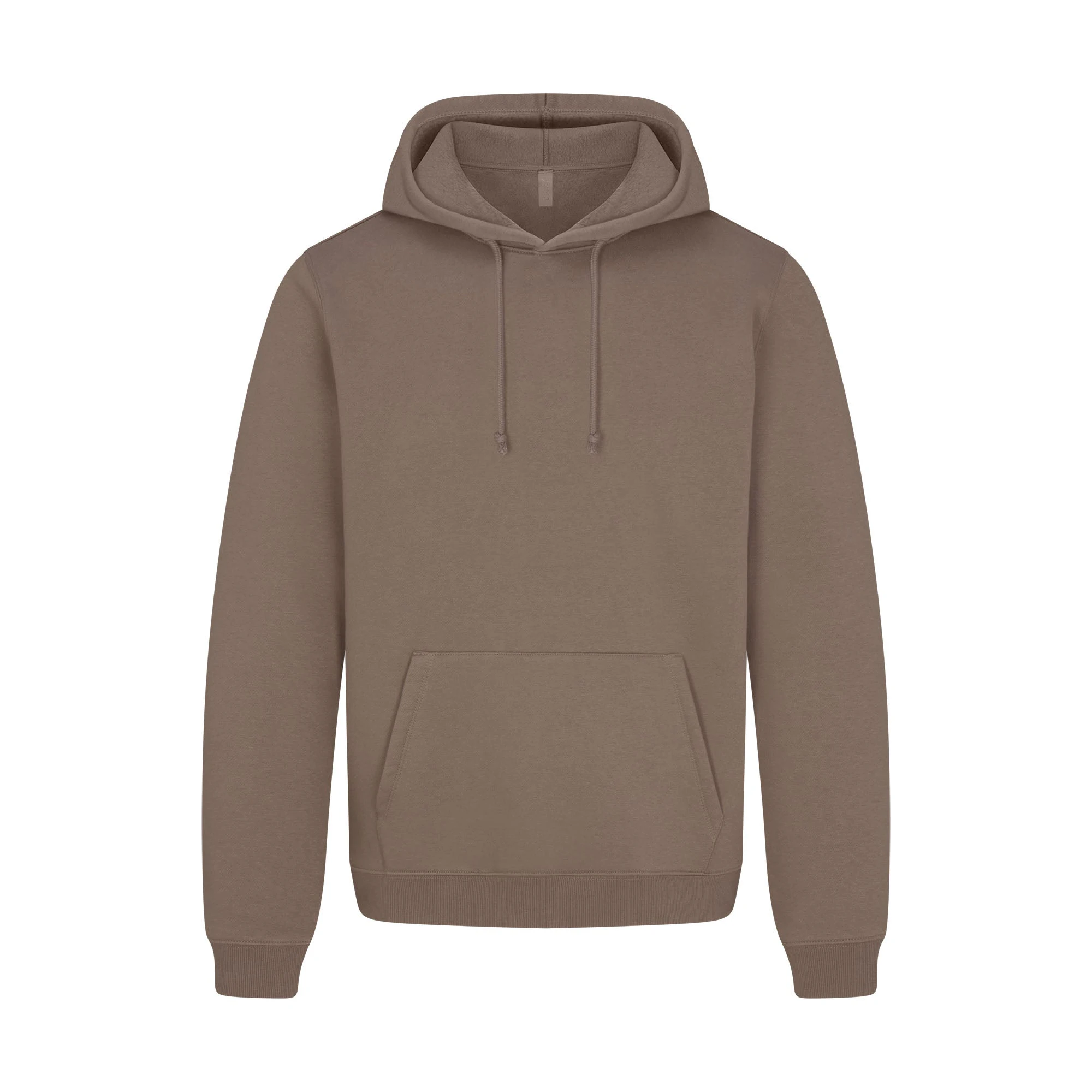 FLEECE LOUNGE MENS CLASSIC HOODIE | TRUFFLE (MENS LONG SLEEVE T-SHIRTS) FLAT ON A WHITE BACKGROUND | FLT