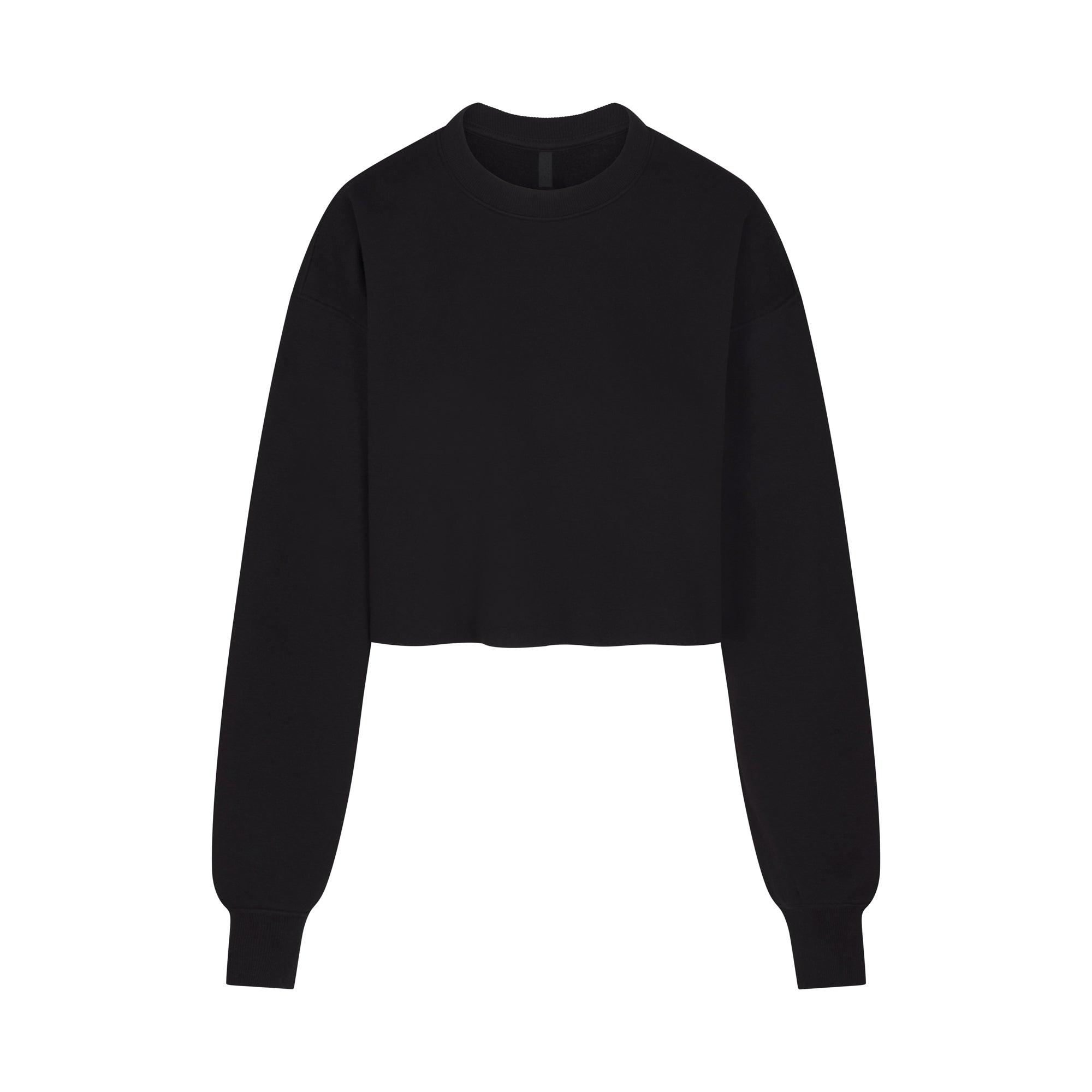 COTTON FLEECE CROPPED CREWNECK ONYX