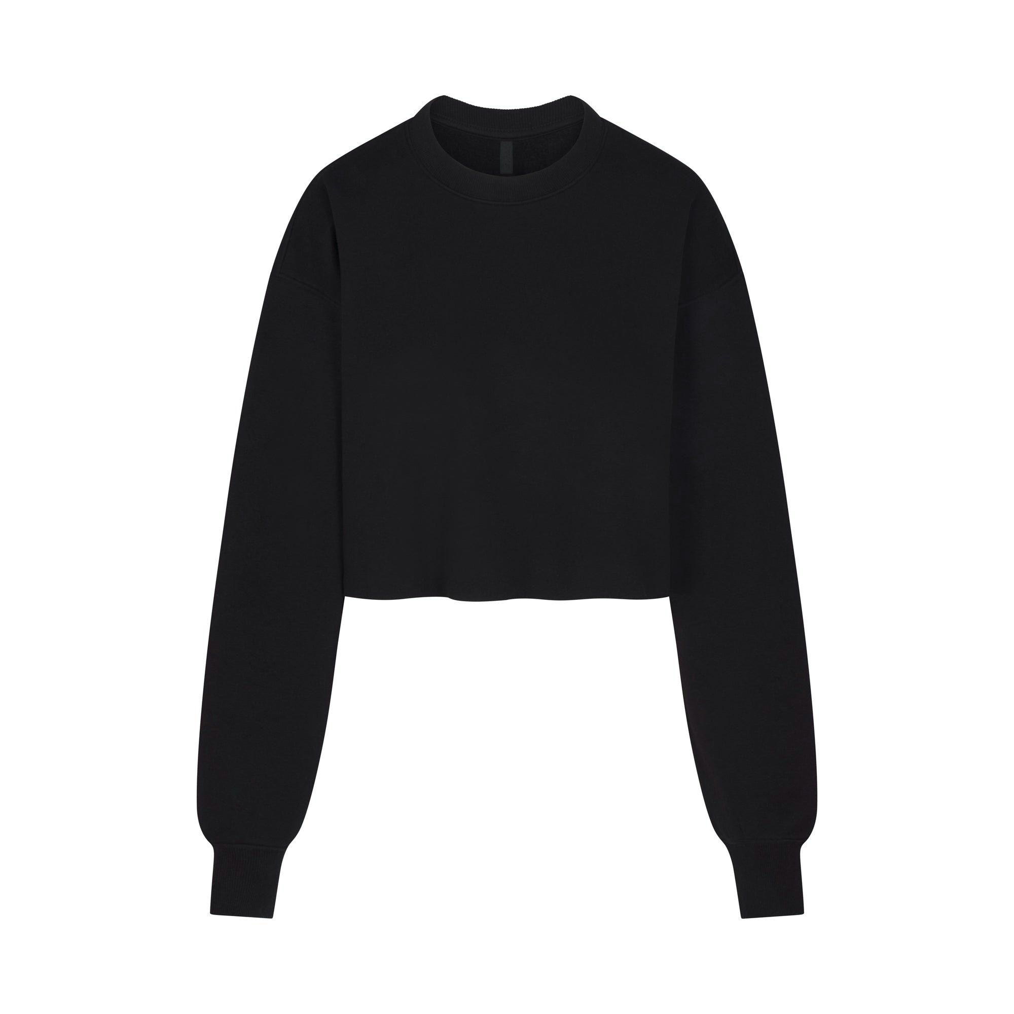 COTTON FLEECE CROPPED CREWNECK | ONYX (HOODIES) ON A WHITE BACKGROUND