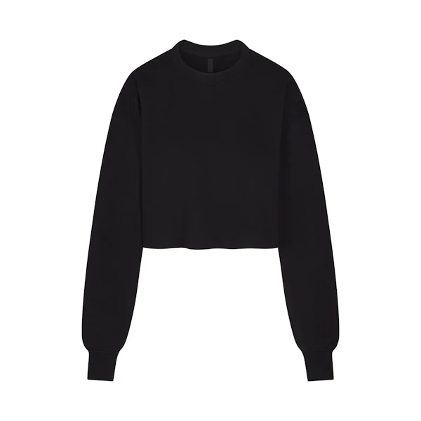 COTTON FLEECE CROPPED CREWNECK | ONYX (HOODIES) ON A WHITE BACKGROUND