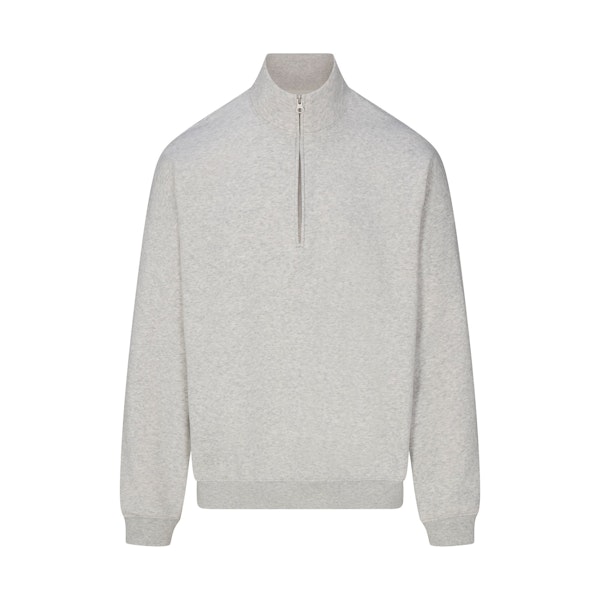 FLEECE LOUNGE MENS RELAXED QUARTER ZIP | LIGHT HEATHER GREY FLAT ON A WHITE BACKGROUND | FLT