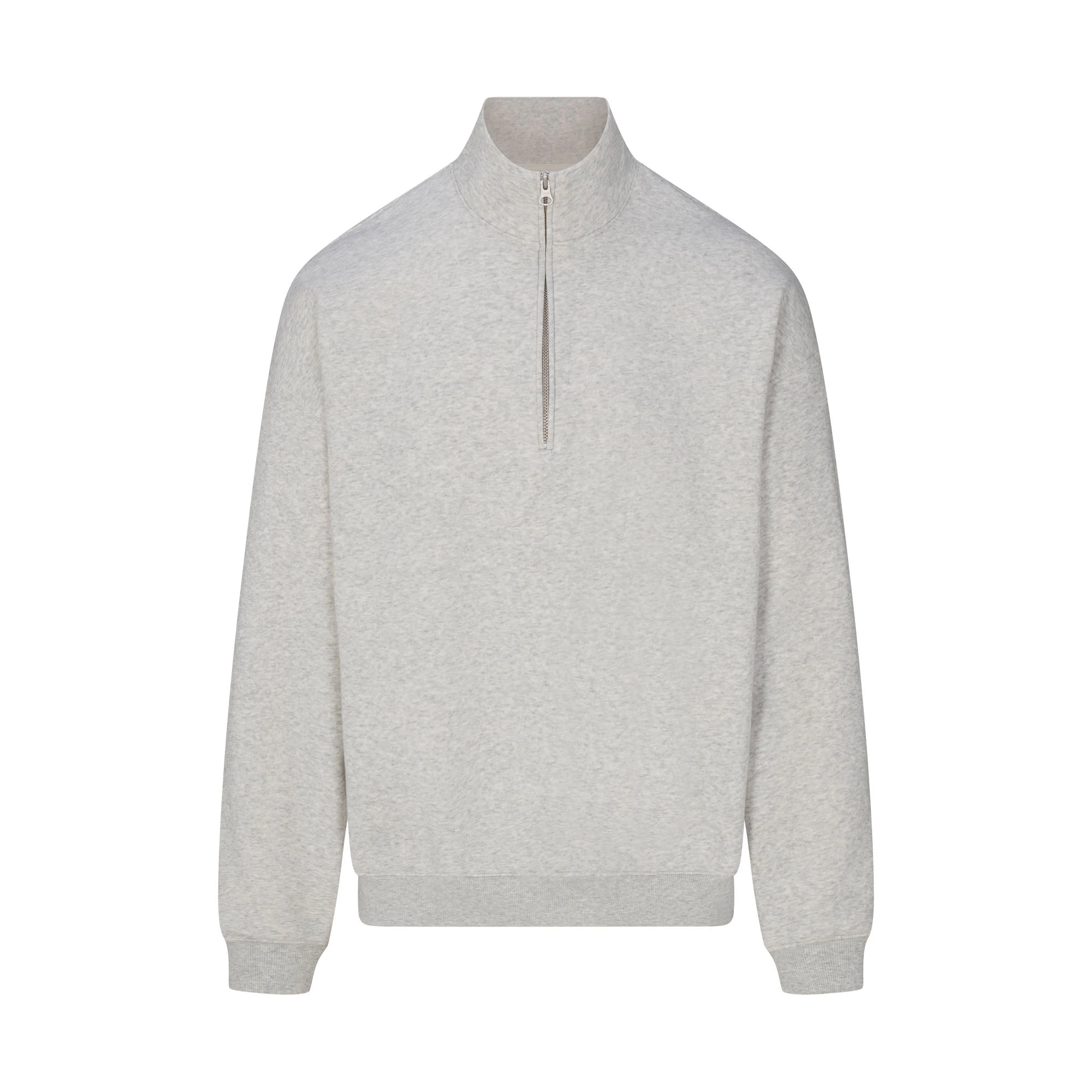 FLEECE LOUNGE MENS RELAXED QUARTER ZIP | LIGHT HEATHER GREY FLAT ON A WHITE BACKGROUND | FLT