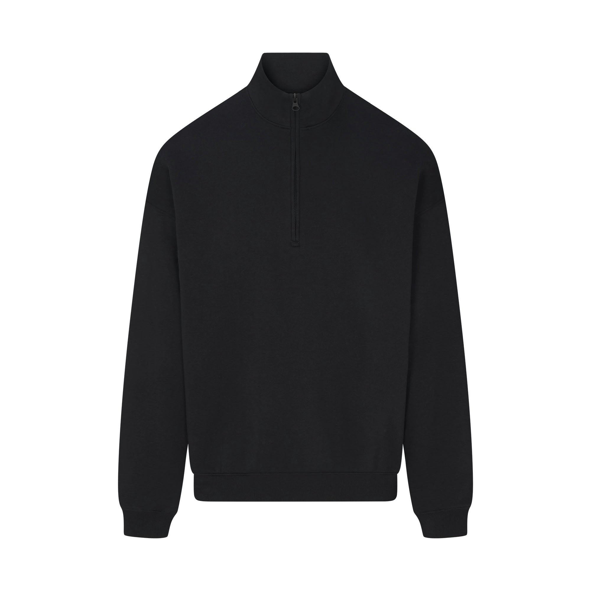 FLEECE LOUNGE MENS RELAXED QUARTER ZIP | WASHED ONYX FLAT ON A WHITE BACKGROUND | FLT