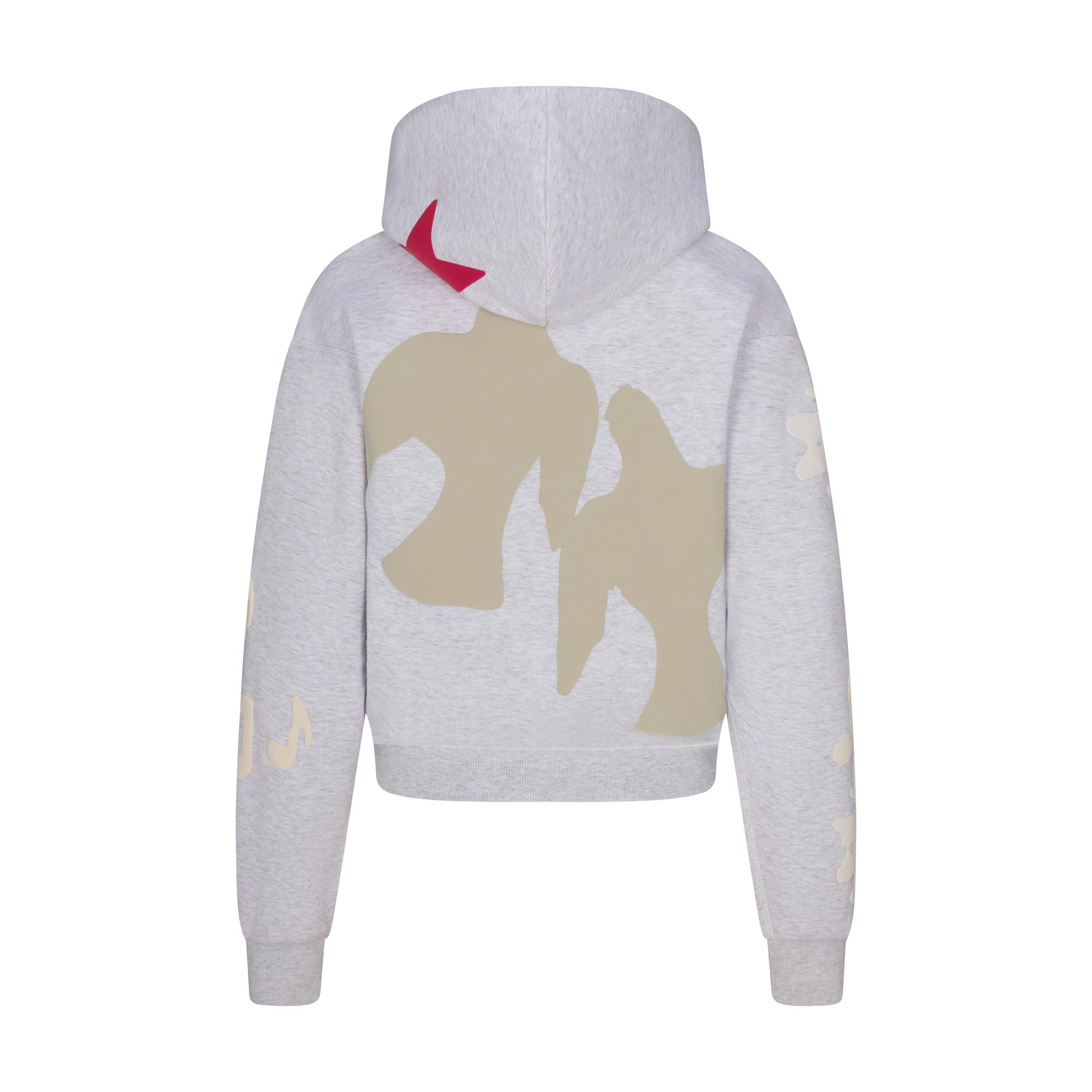 CACTUS PLANT FLEA MARKET X SKIMS COTTON FLEECE HOODIE | LIGHT HEATHER GREY TEDDY BEAR PRINT FLAT ON A WHITE BACKGROUND