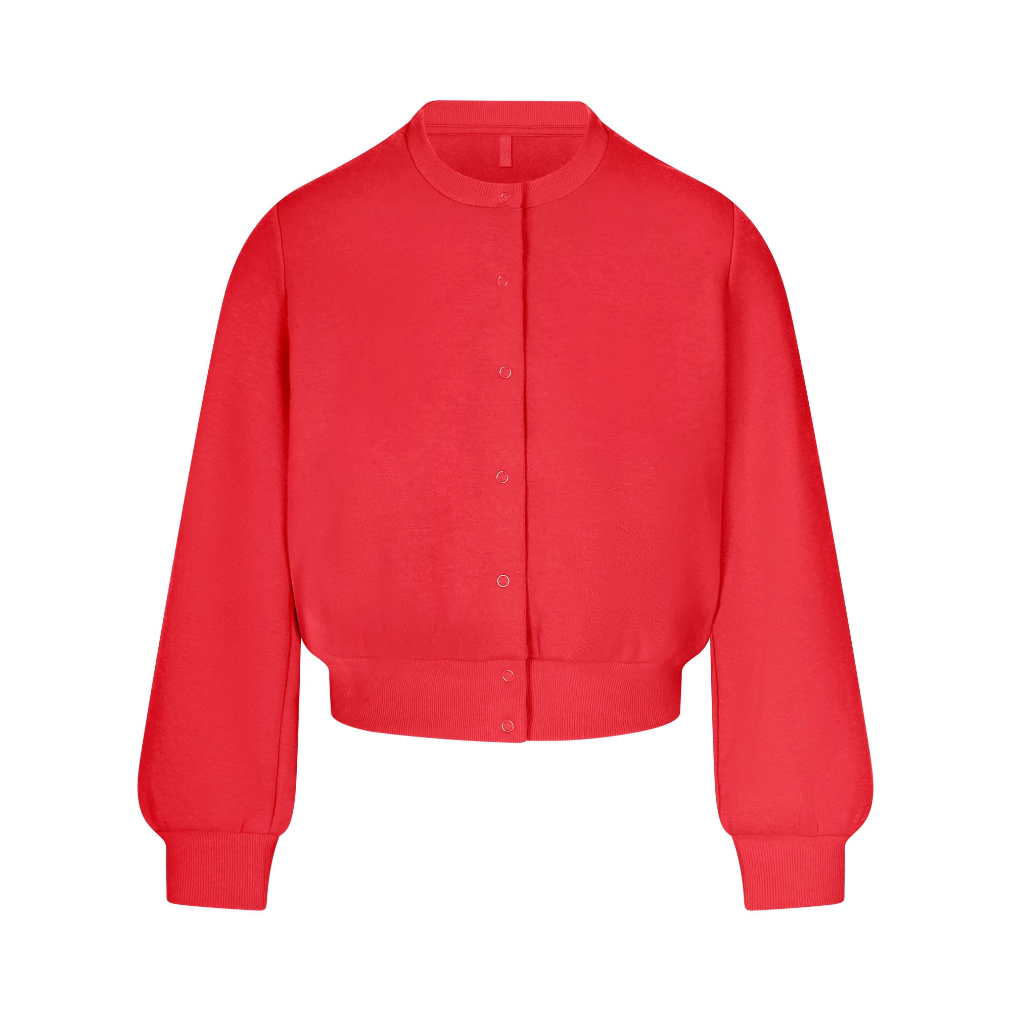 COTTON FLEECE SHRUNKEN CARDIGAN | WASHED RED FLAT ON A WHITE BACKGROUND | FLT